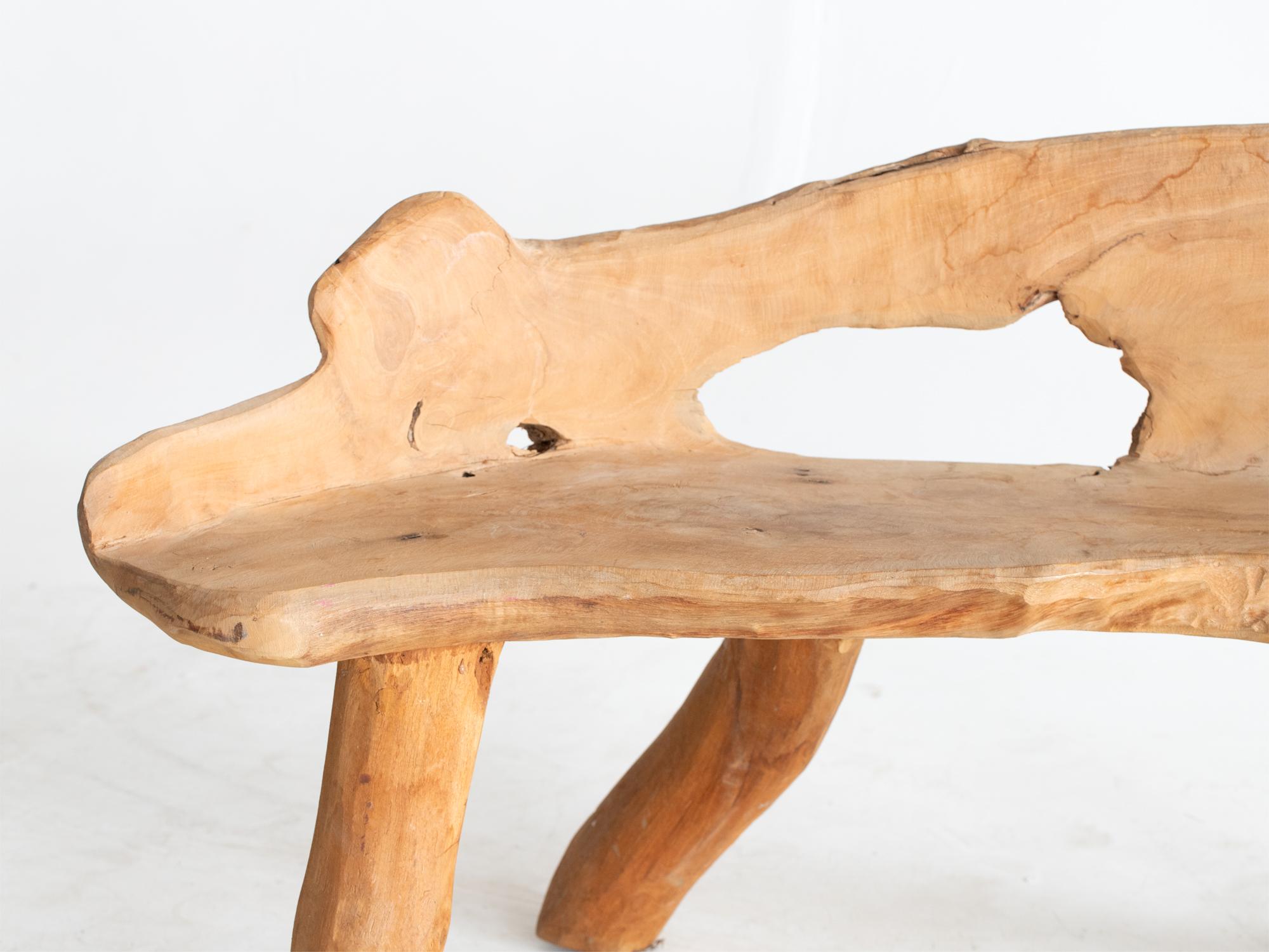 Mid 20th Century Primitive Teak Root Bench In Good Condition For Sale In Wembley, GB