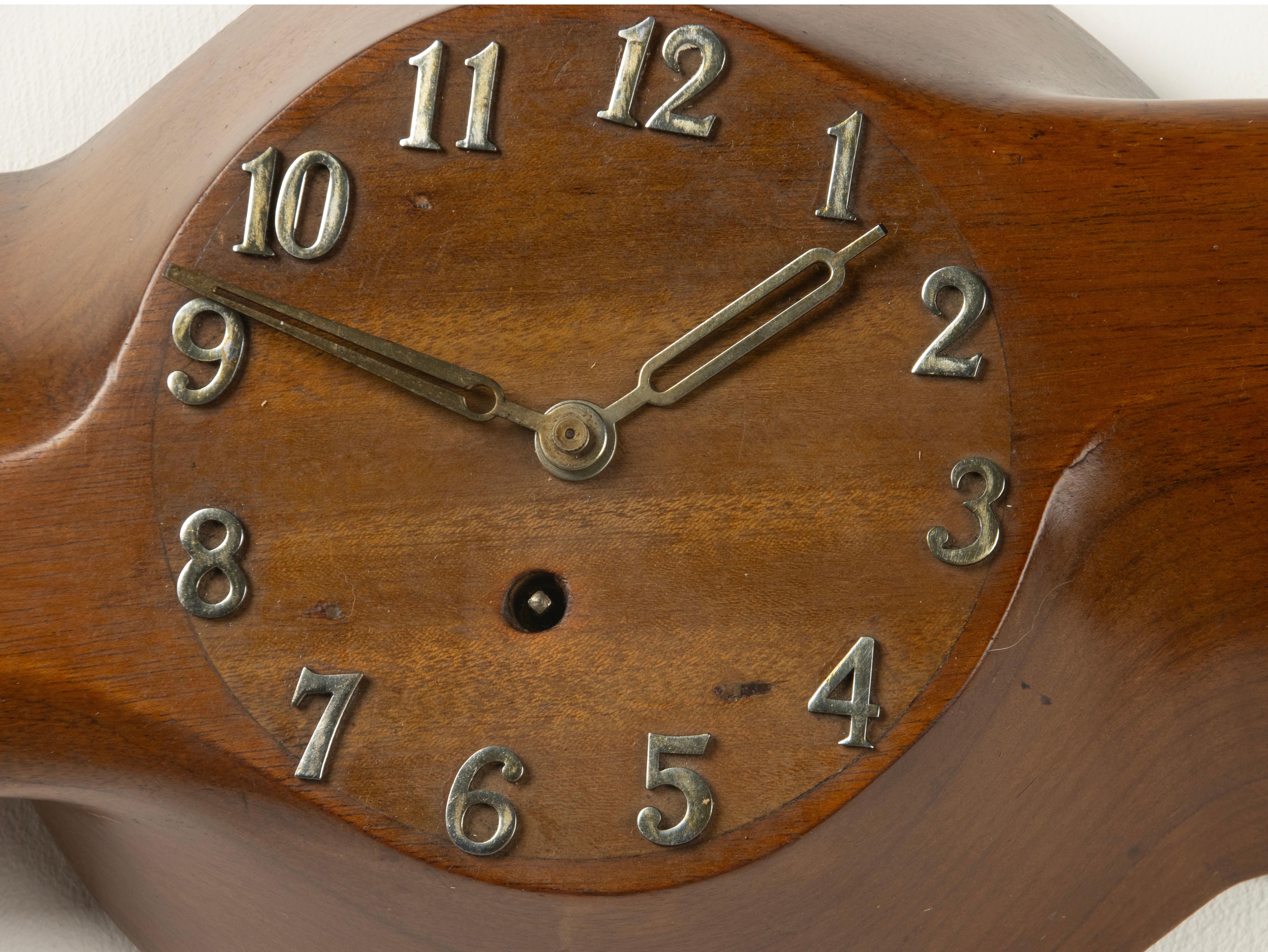 Mid-20th Century Propeller Clock - Wood - Aviation Design For Sale 11