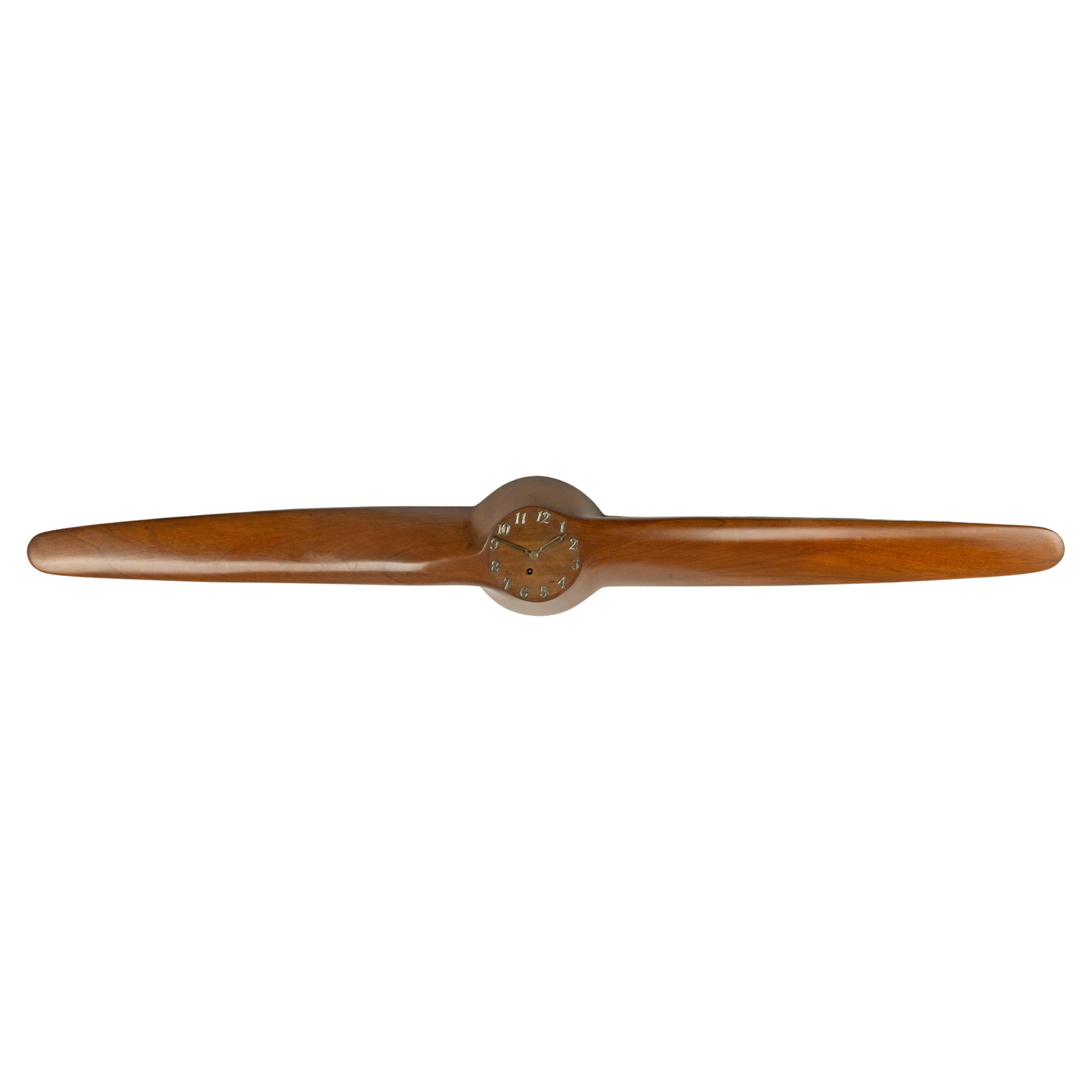 Mid-20th Century Propeller Clock - Wood - Aviation Design For Sale
