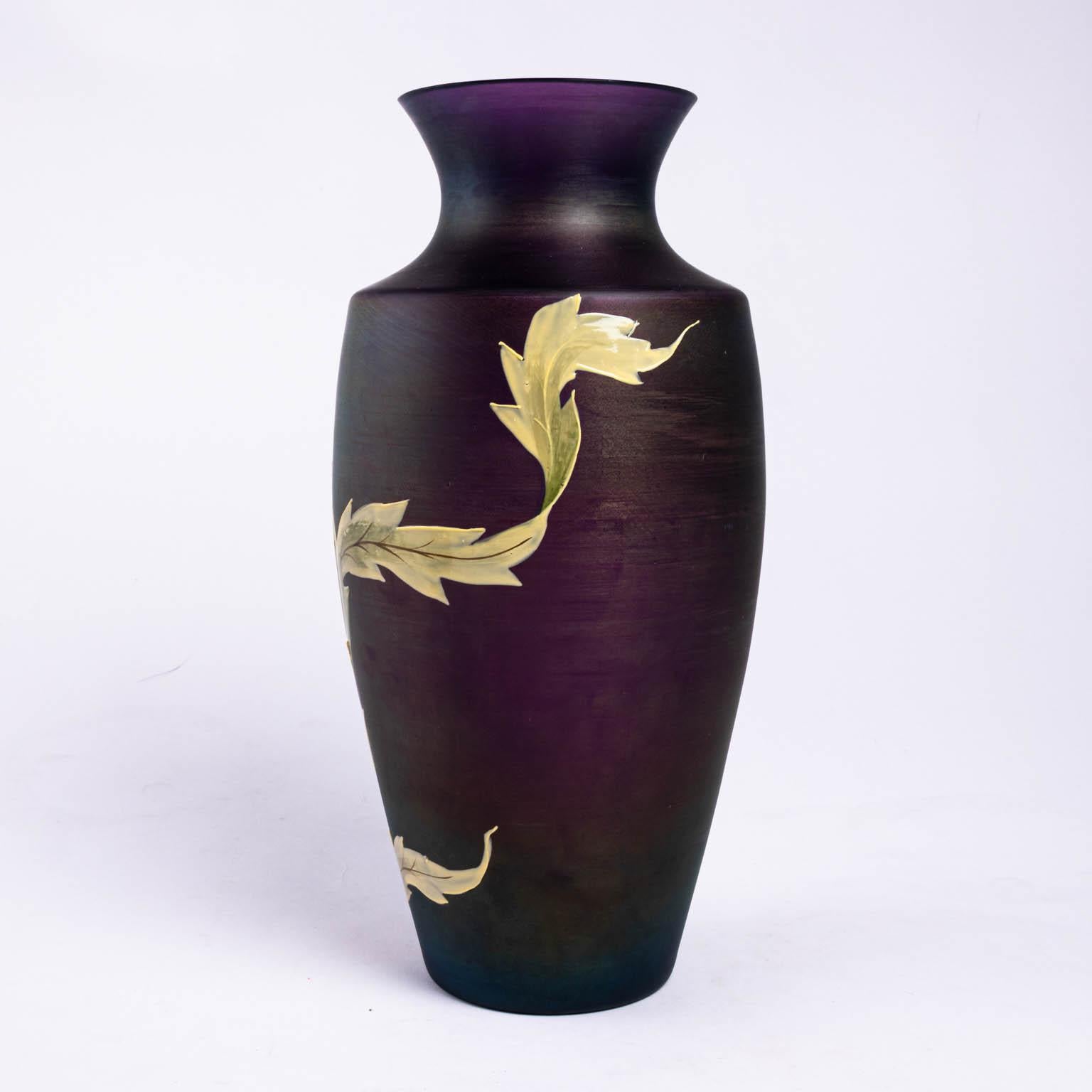 Mid-20th Century Purple Enameled Art Glass Vase 3