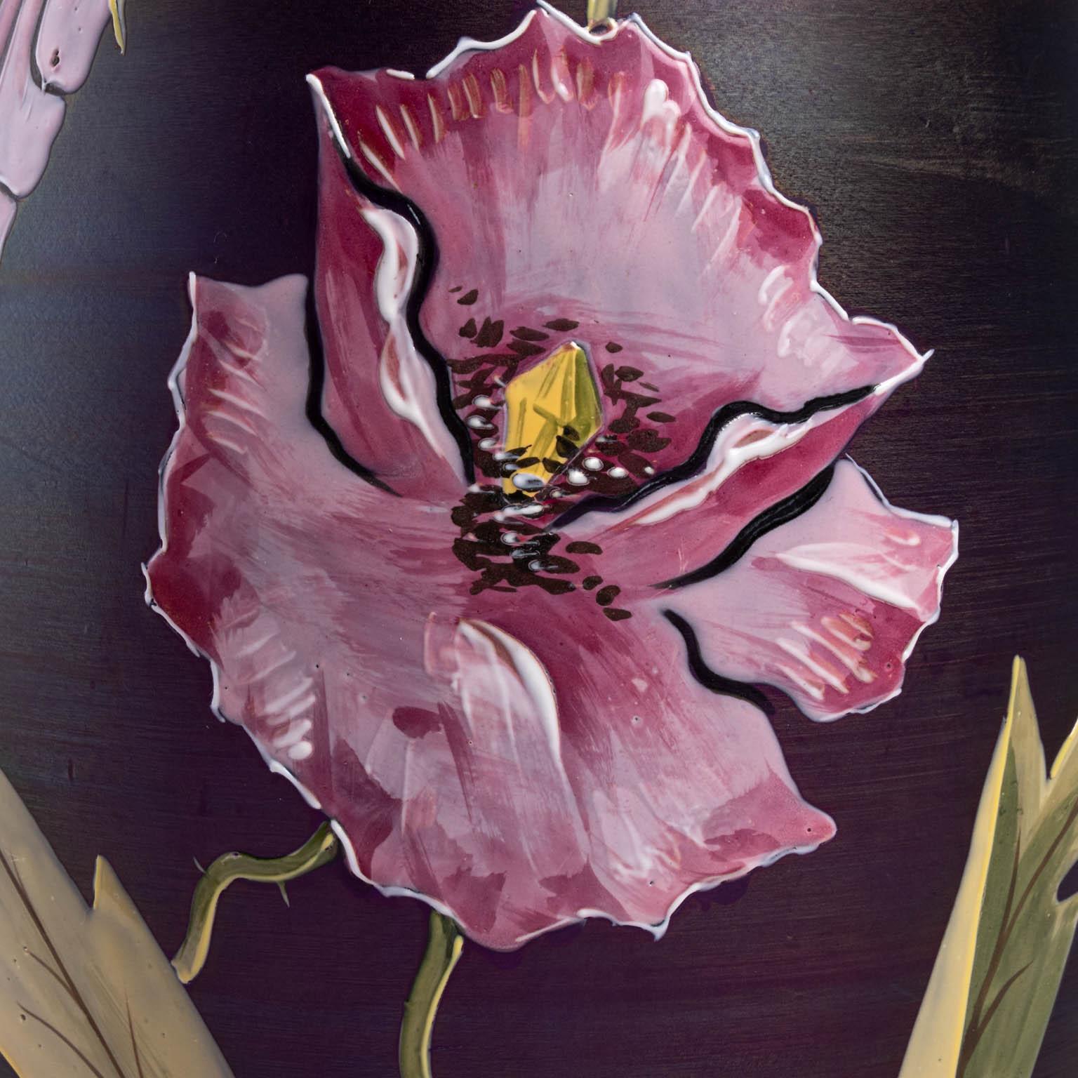 Mid-20th Century Purple Enameled Art Glass Vase 4