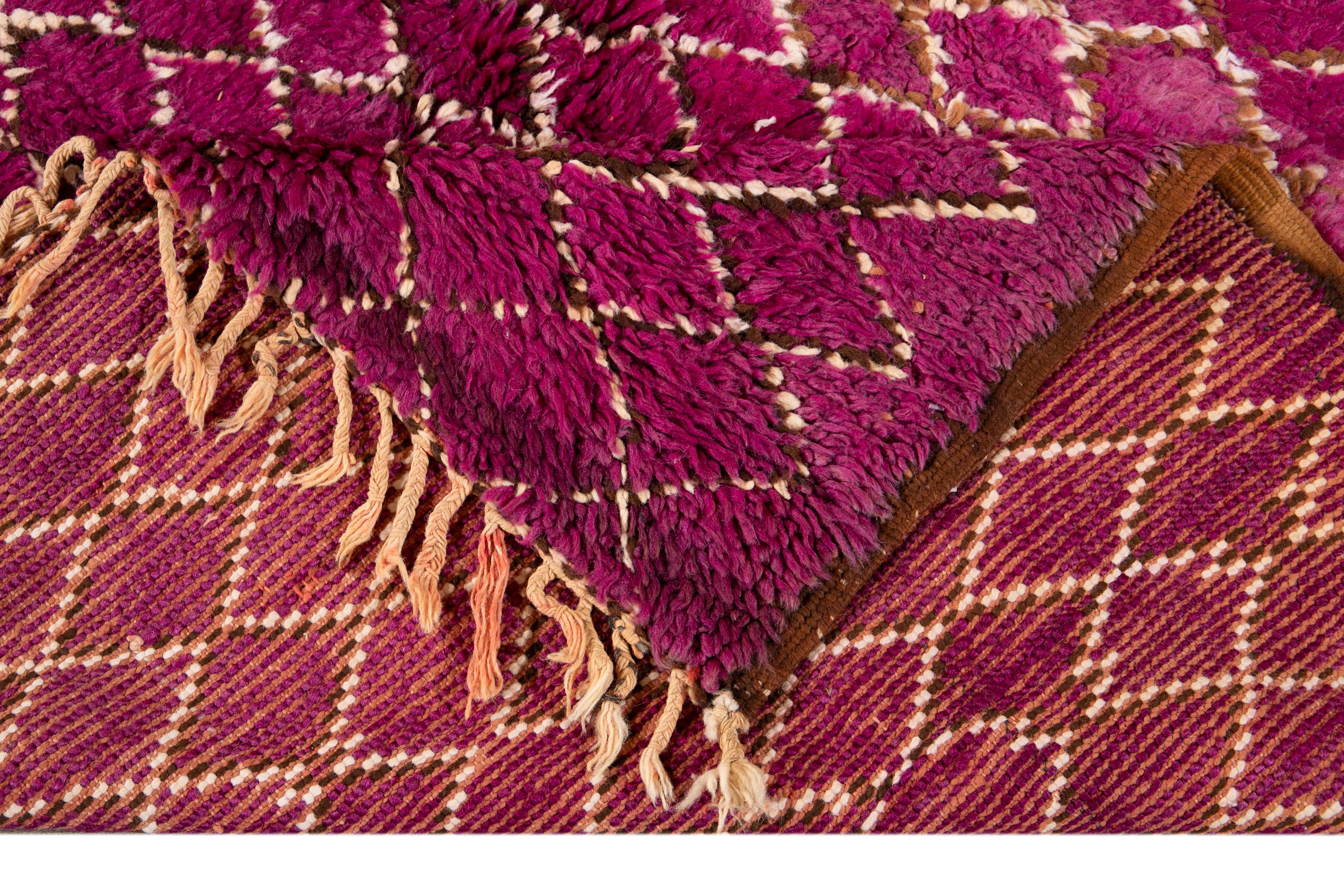 Mid-20th Century Purple Moroccan Tribal Wool Rug In Good Condition For Sale In Norwalk, CT