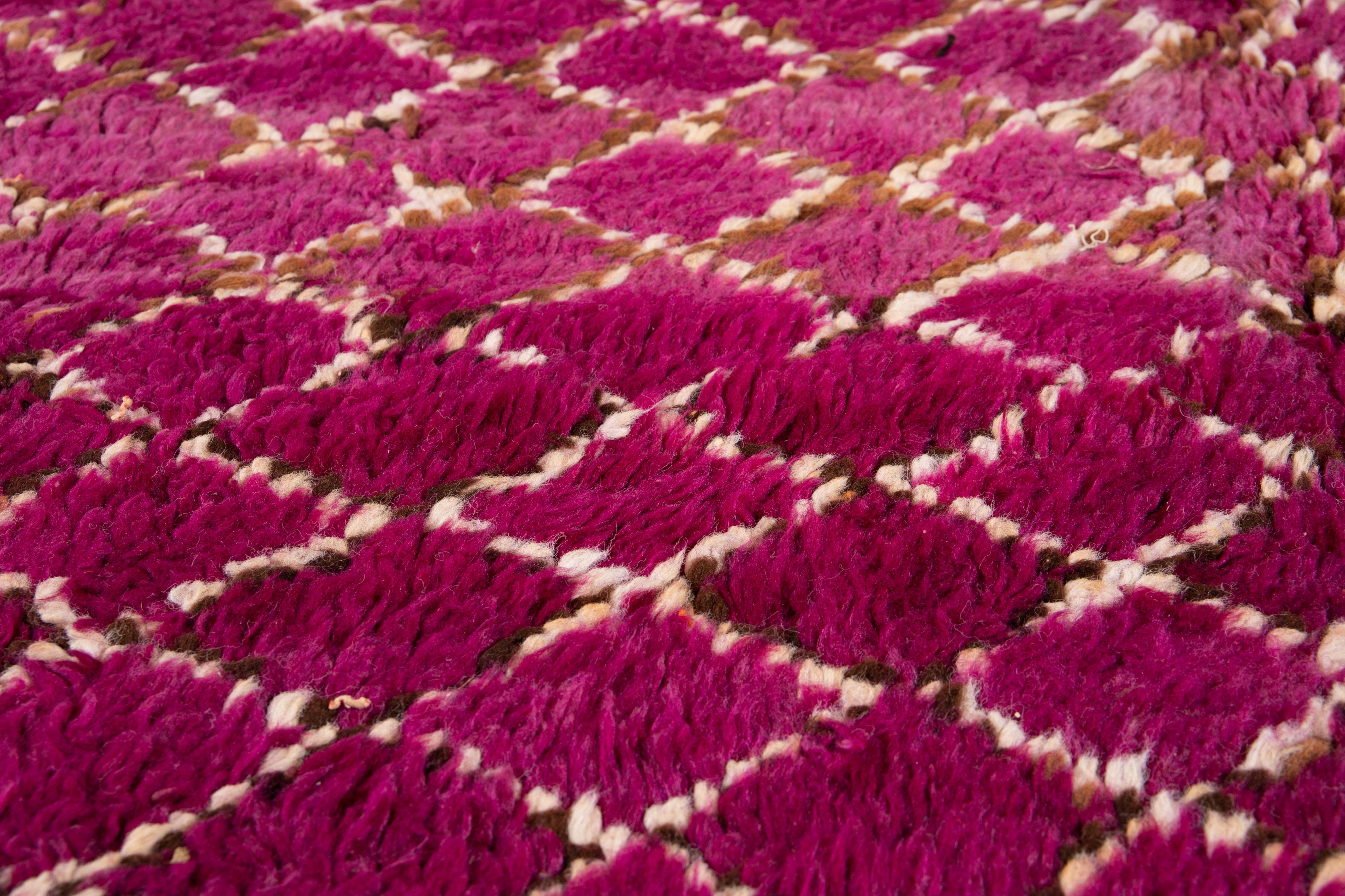 Mid-20th Century Purple Moroccan Tribal Wool Rug For Sale 5