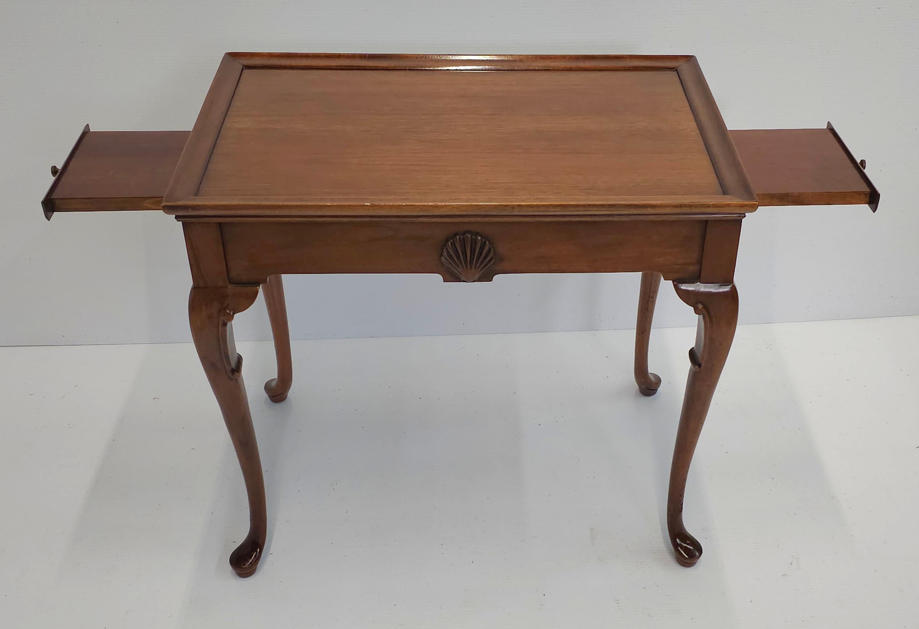 Other Mid 20th Century Queen Anne Style Mahogany Tea Table With Pull Out Trays For Sale