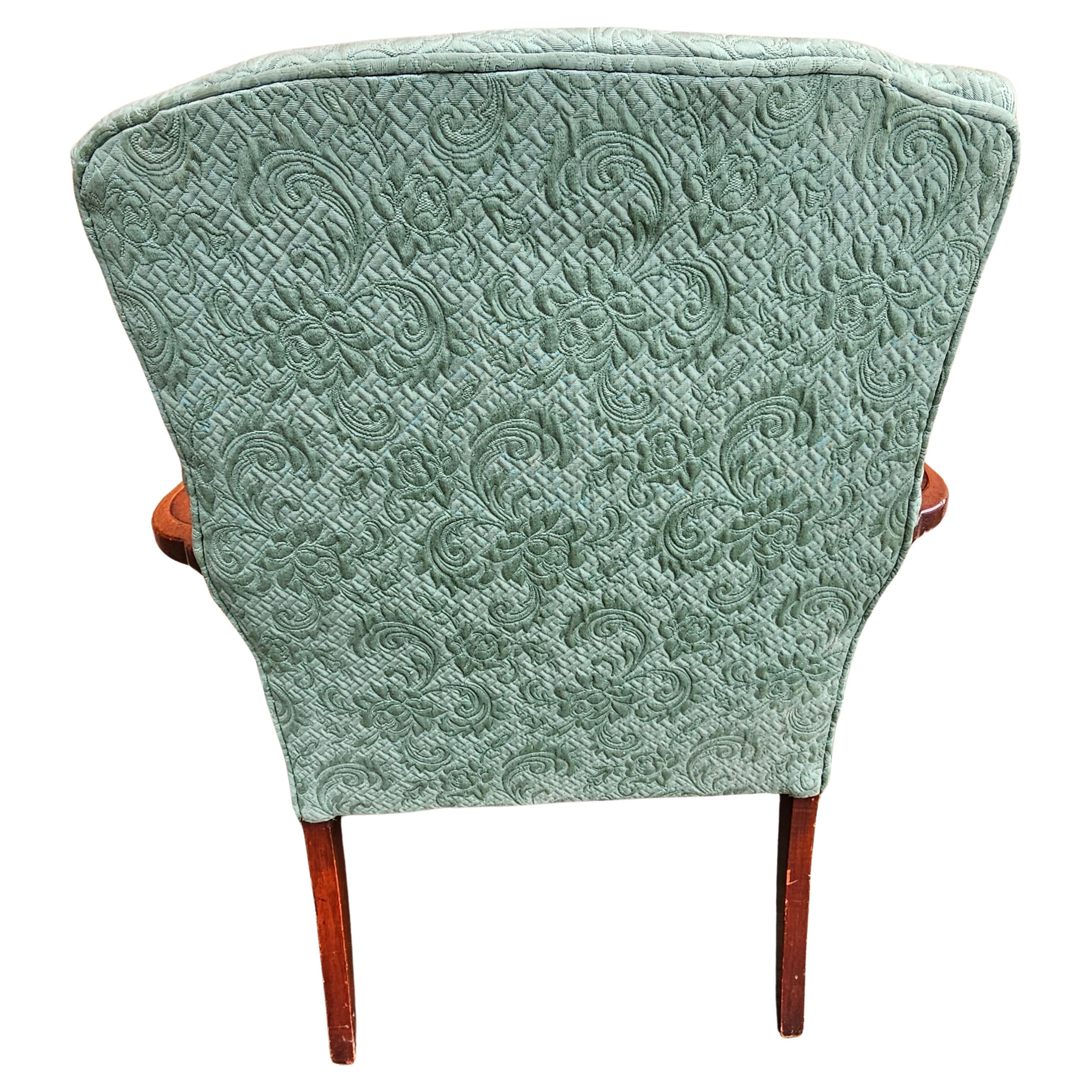 Mitte 20. Jahrhundert Queen Anne Style Mahagoni gepolstert Sessel (Polster) im Angebot