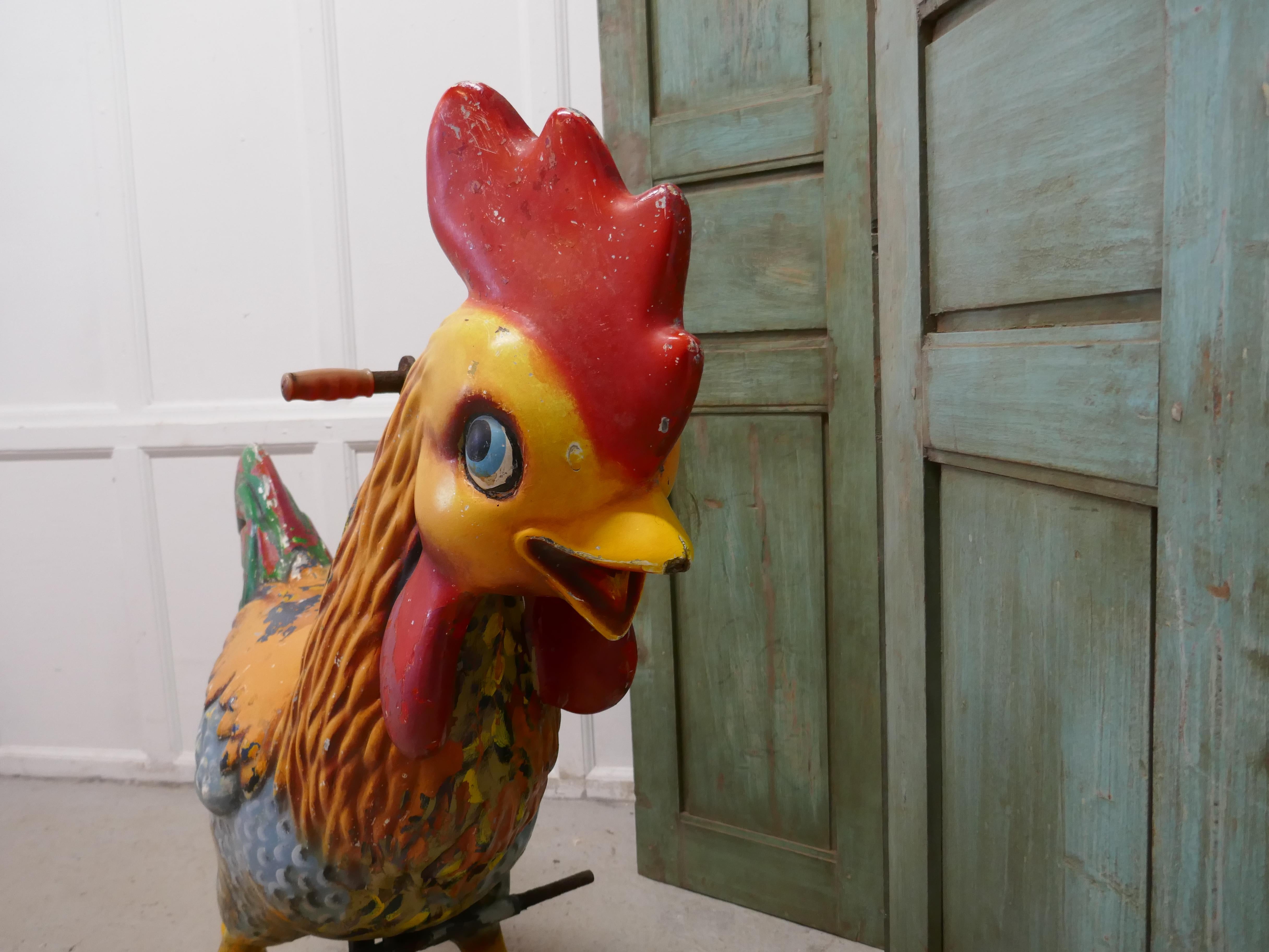 Mid-20th Century Quirky Fair Ground Carousel Giant Funky Chicken Ride 1