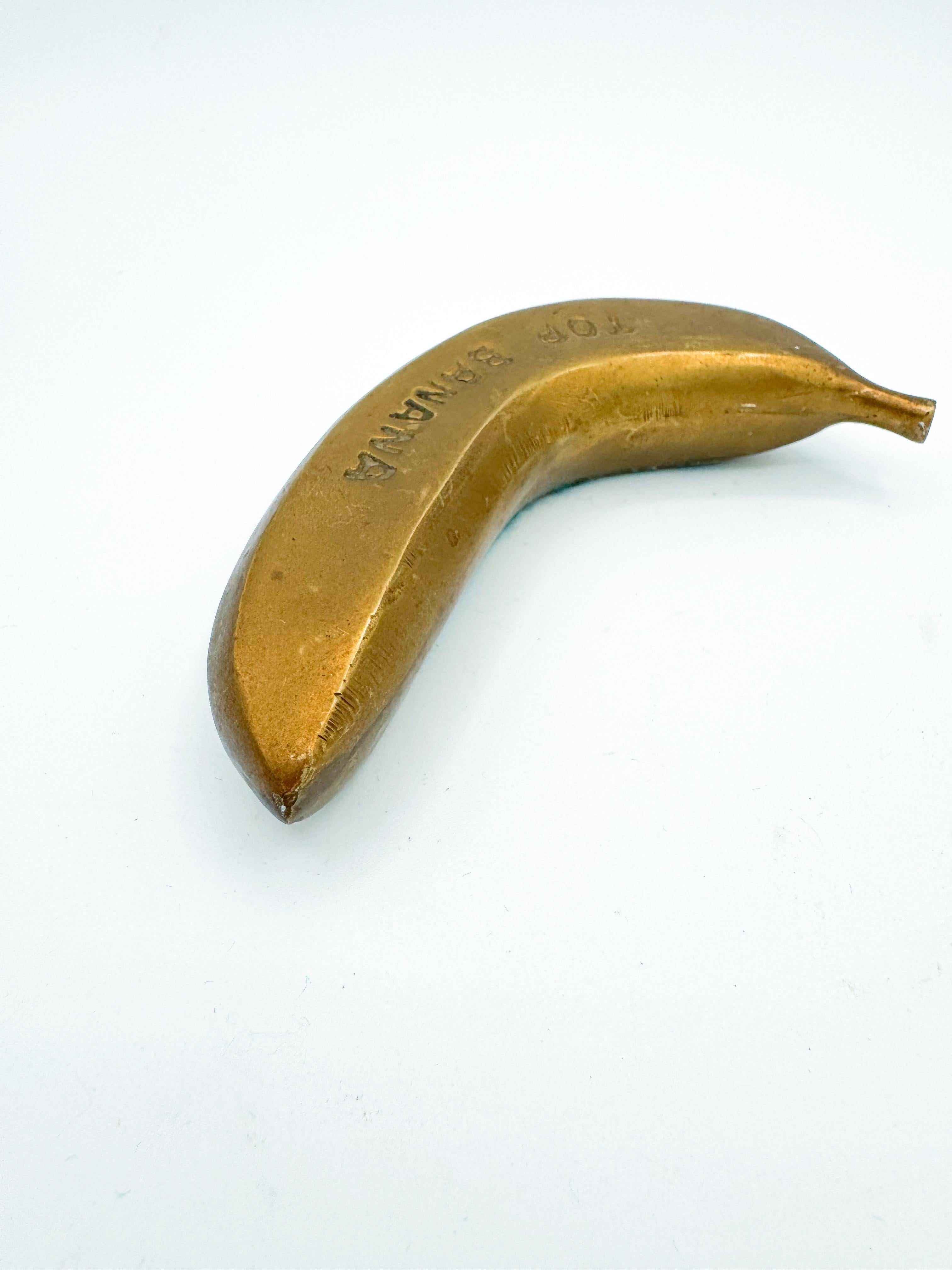 Mid-Century Modern Mid 20th Century Quirky “Top Banana” Brass Paperweight / Object