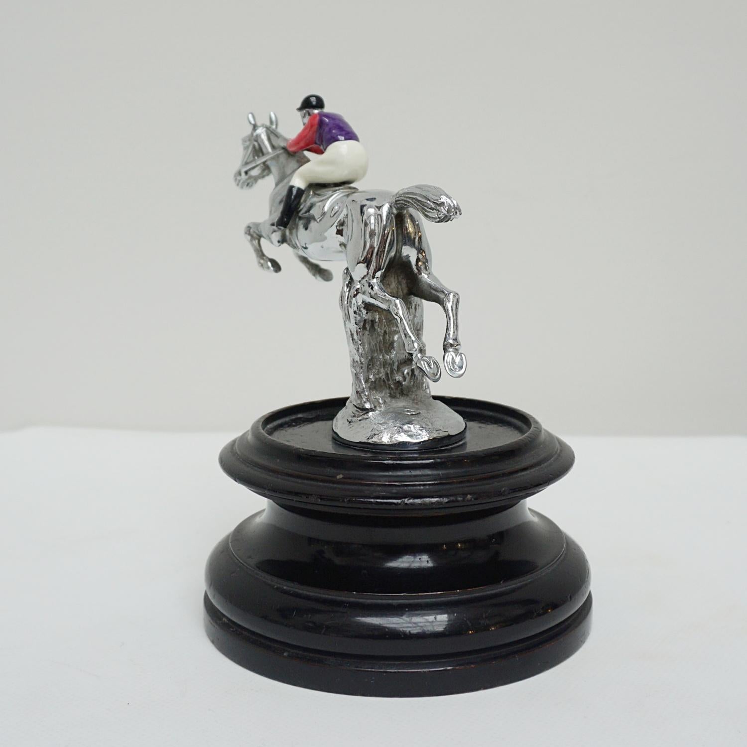 English Mid-20th Century Racing Horse and Jockey Mascot with the Queens Colors