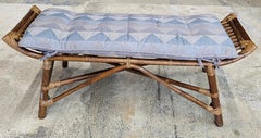 Mid-20th Century Rattan Bohemian French Riviera Style Bench