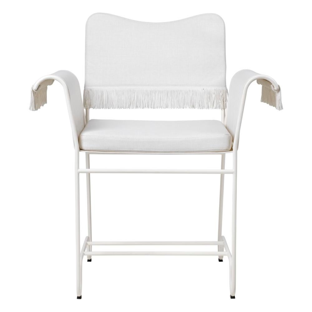 Mid-Century Modern Mid-20th Century Re-Edition Mathieu Mategot Tropique Fringed Dining Chair White