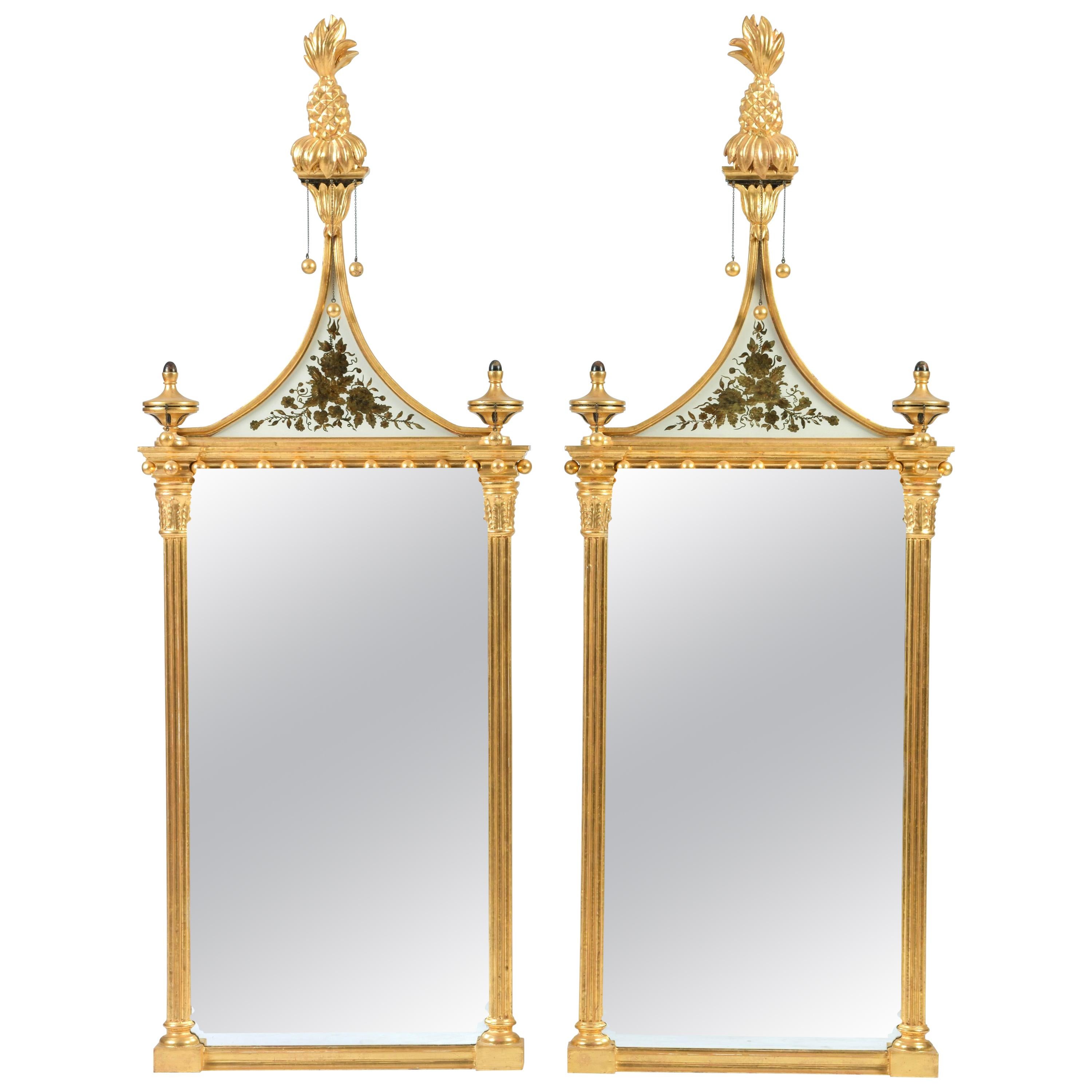 Mid-20th Century Rectangular Gilt Pier Mirrors