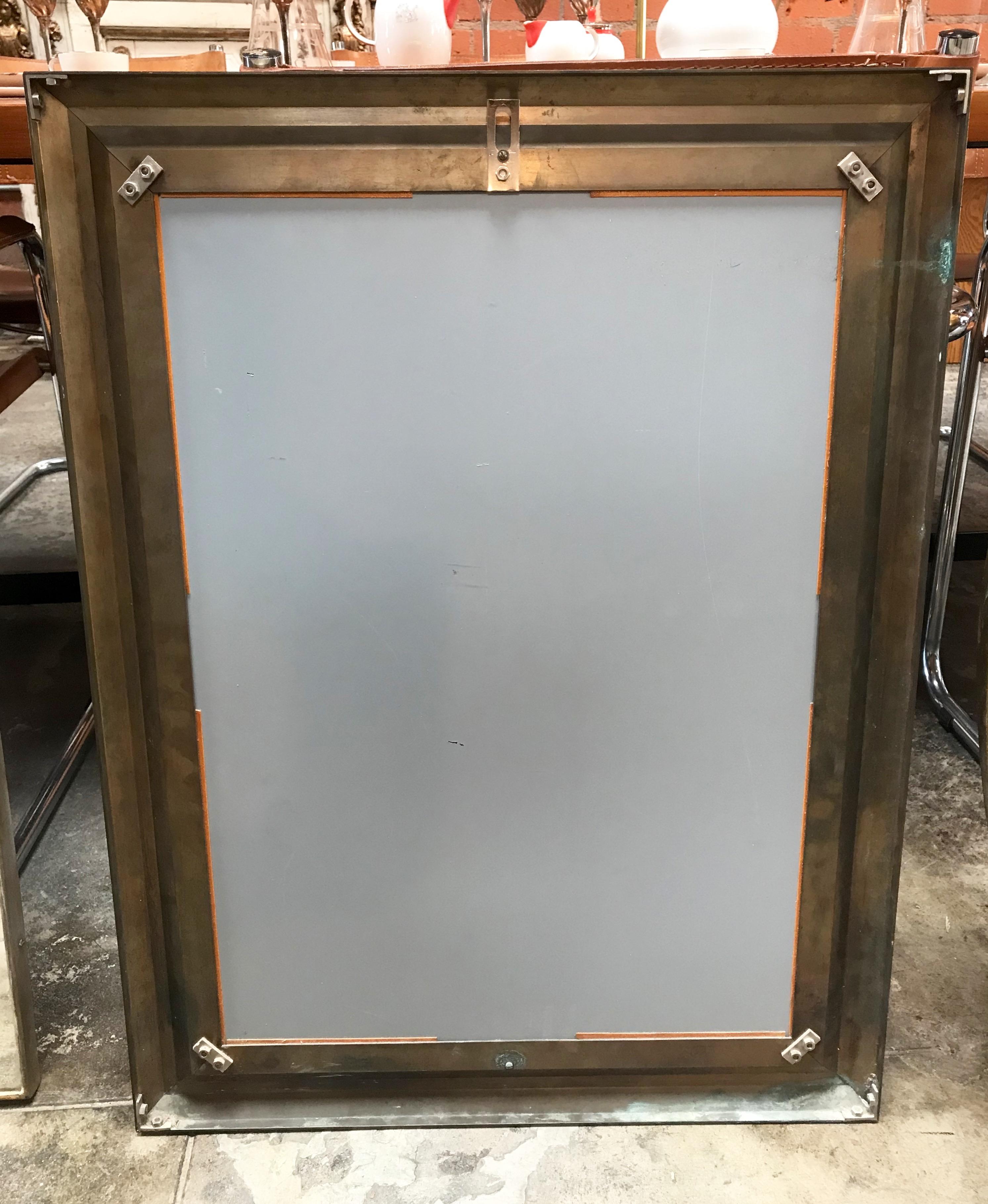 Mid-20th Century Rectangular Mirror with Brass Surround, Italy, 1950s In Good Condition For Sale In Los Angeles, CA