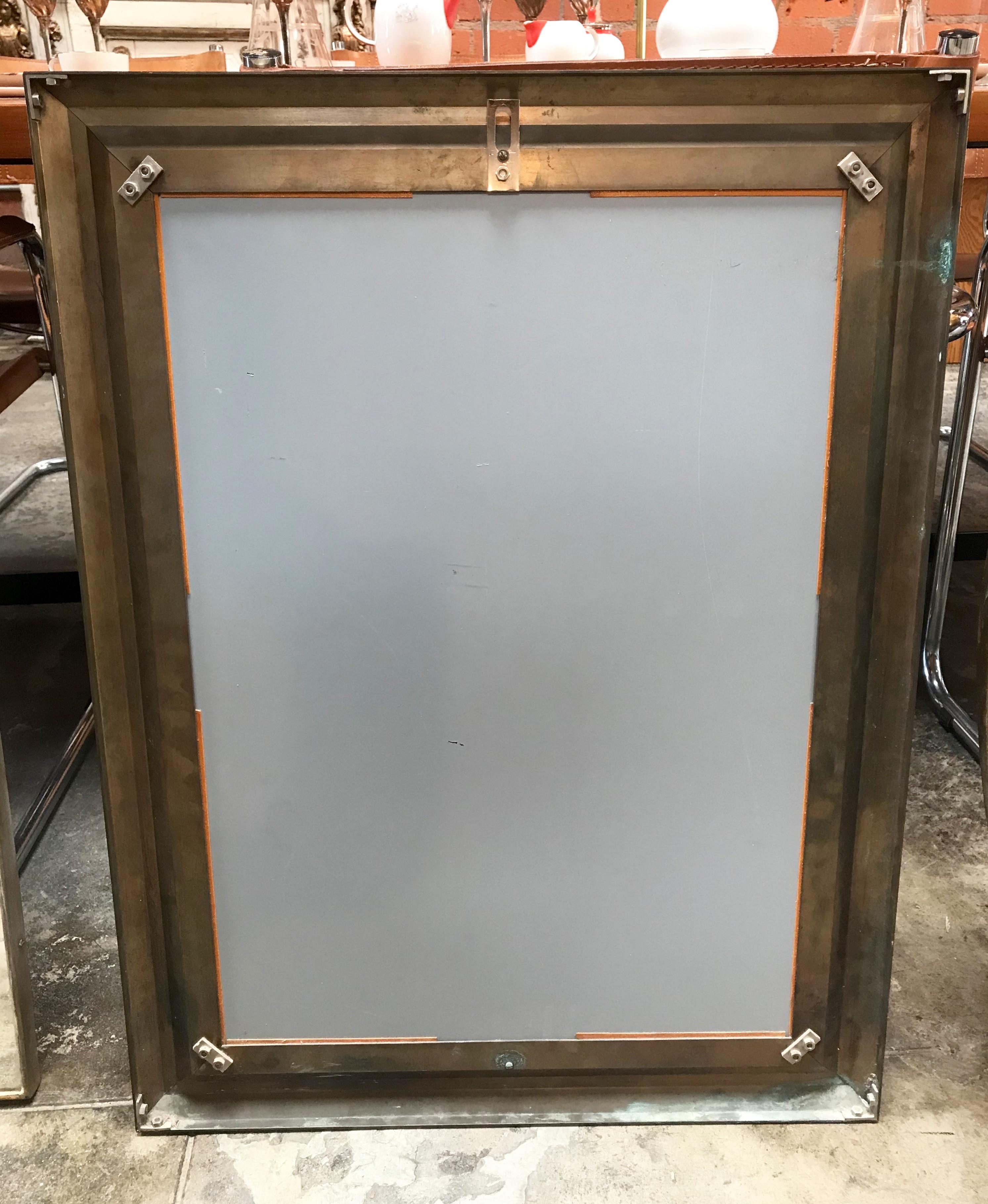 Miroir rectangulaire du milieu du 20e siècle avec entourage en laiton, Italie, années 1950 Bon état - En vente à Los Angeles, CA