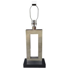 Mid-20th Century Rectangular Silver Lamp with Matching Finial