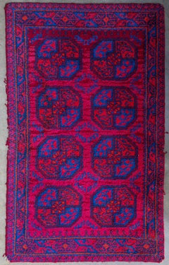 Mid 20th Century Red and Blue Handwoven Rug or Tapestry, Central Asia