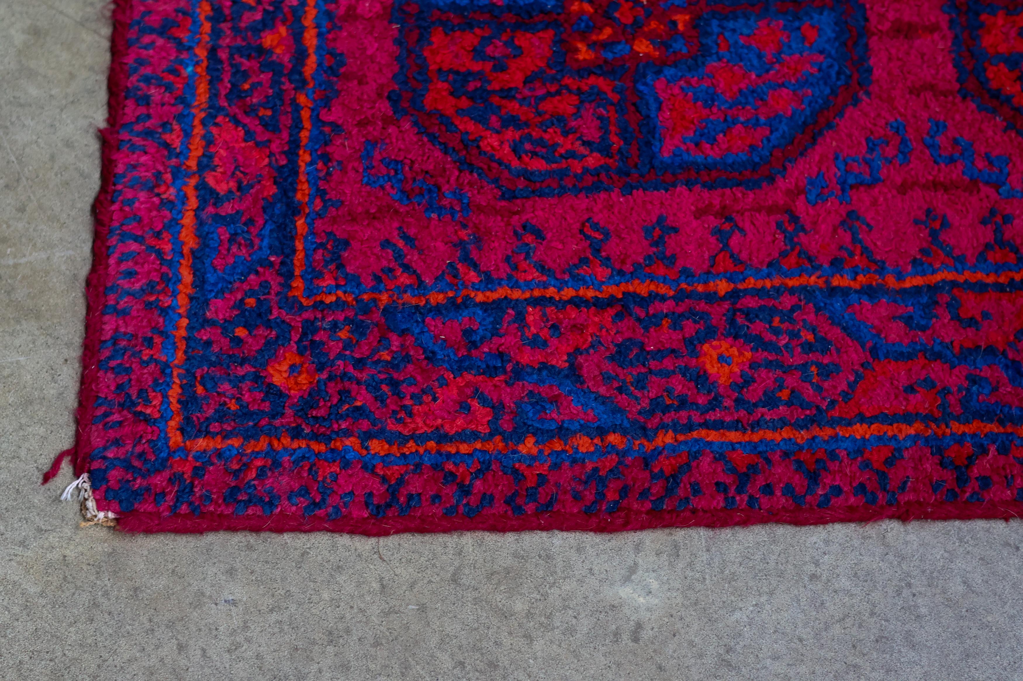 Afghan Mid 20th Century Red and Blue Handwoven Rug or Tapestry, Central Asia For Sale