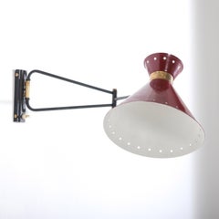 Mid 20th Century Red Articulating Wall Light by Rene Mathieu for Lunel