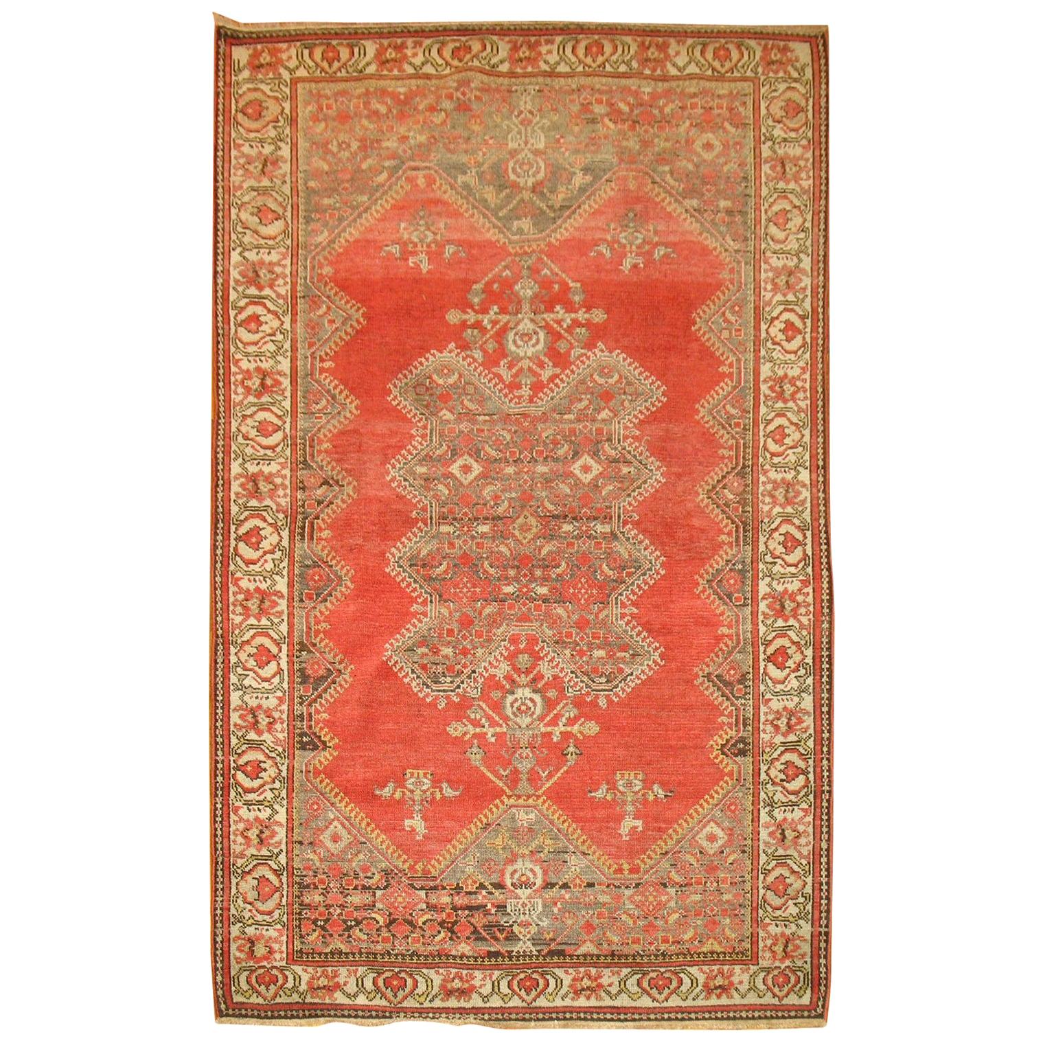 Mid-20th Century Red Brown Handmade Traditional Persian Malayer Rug For Sale