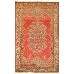Roter und brauner handgefertigter traditioneller persischer Malayer-Teppich aus der Mitte des 20. Jahrhunderts