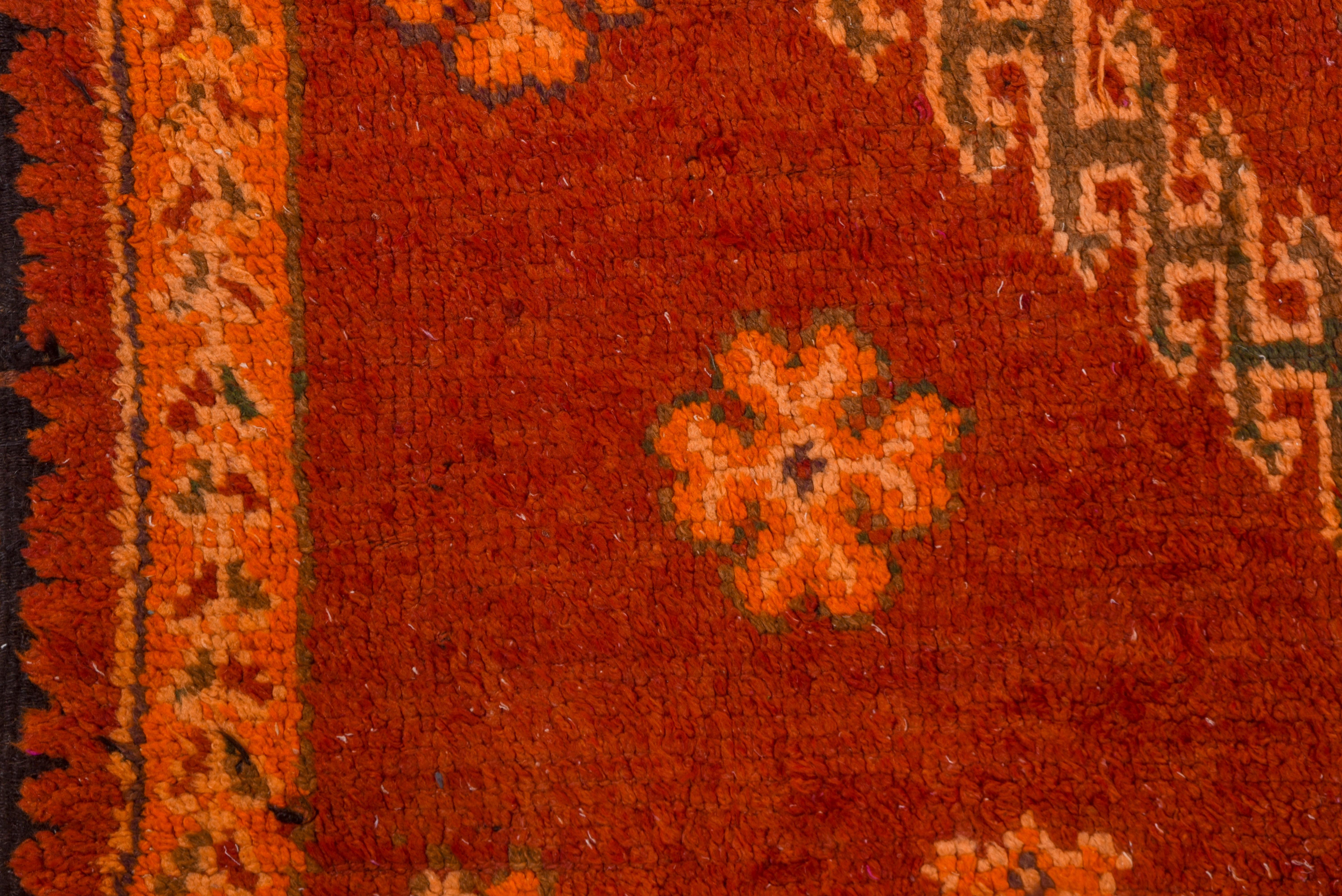Wool Mid-20th Century Red Moroccan Berber Gallery Rug, Orange Inner Border For Sale
