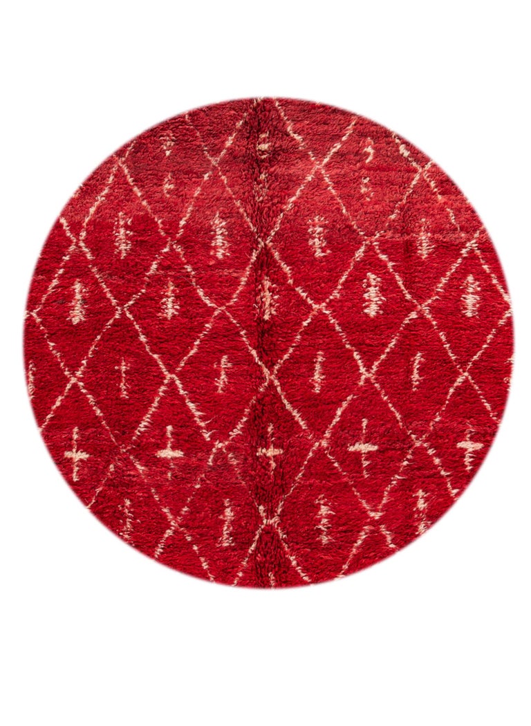 Mid20th Century Red Moroccan Tribal Wool Rug For Sale at 1stDibs