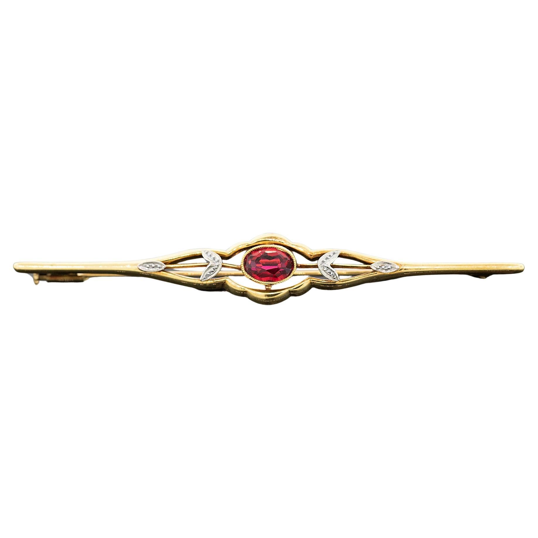 Mid 20th Century Red Paste Bar Brooch Circa 1950's For Sale