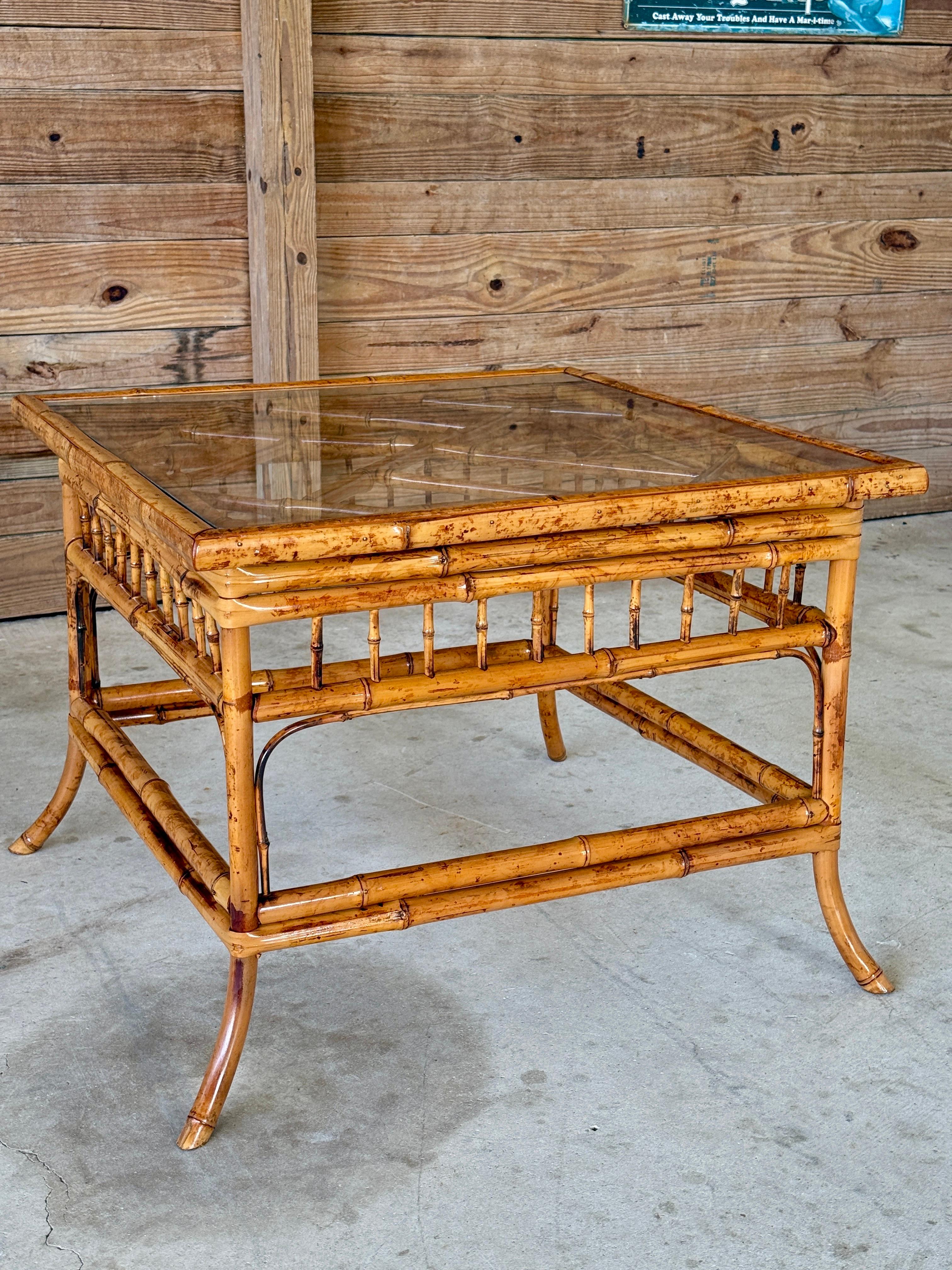 Mid-20th Century Refinished Brighton Pavilion Bamboo Side or Coffee Table With G For Sale 5