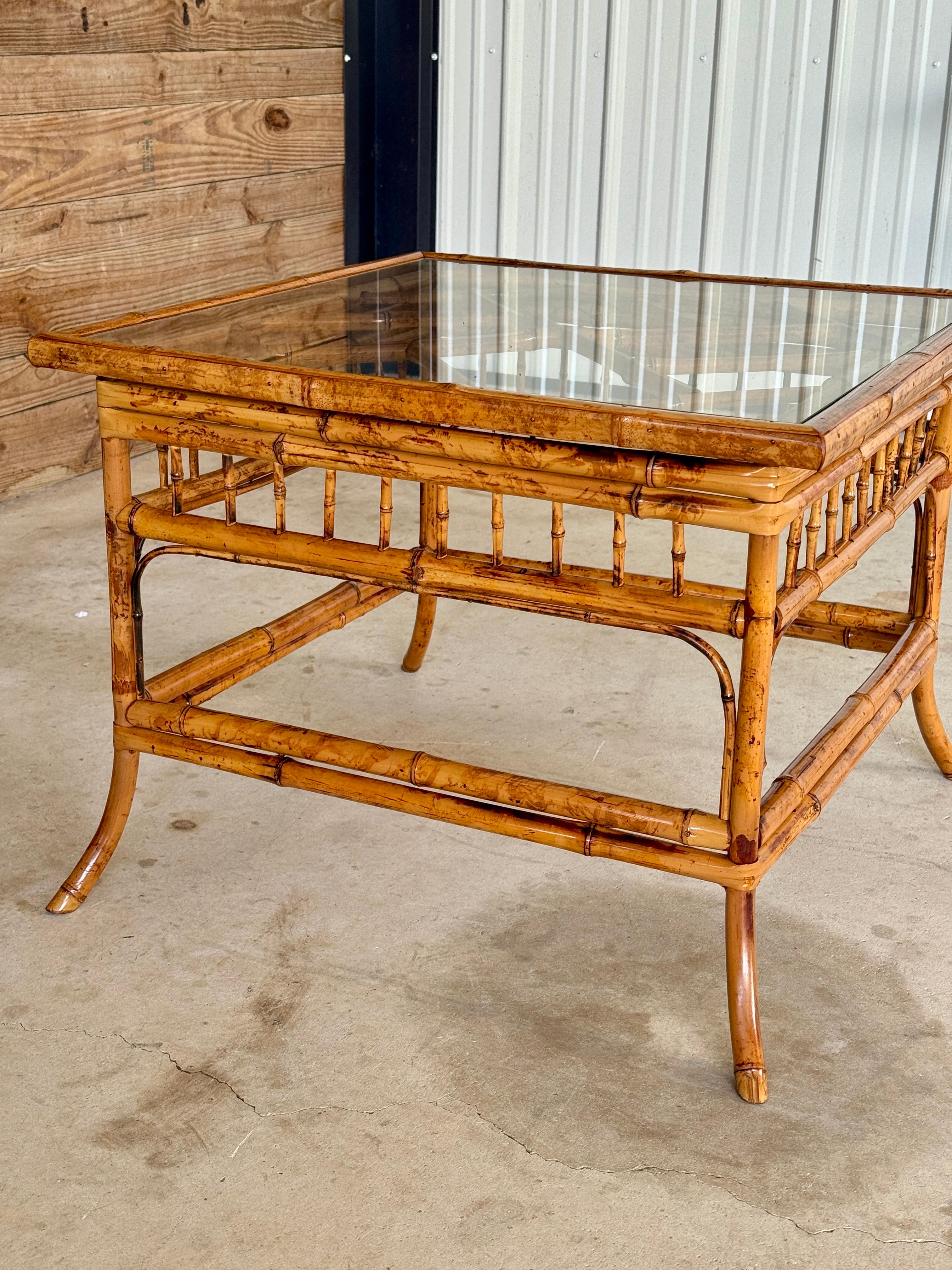 Mid-20th Century Refinished Brighton Pavilion Bamboo Side or Coffee Table With G For Sale 6
