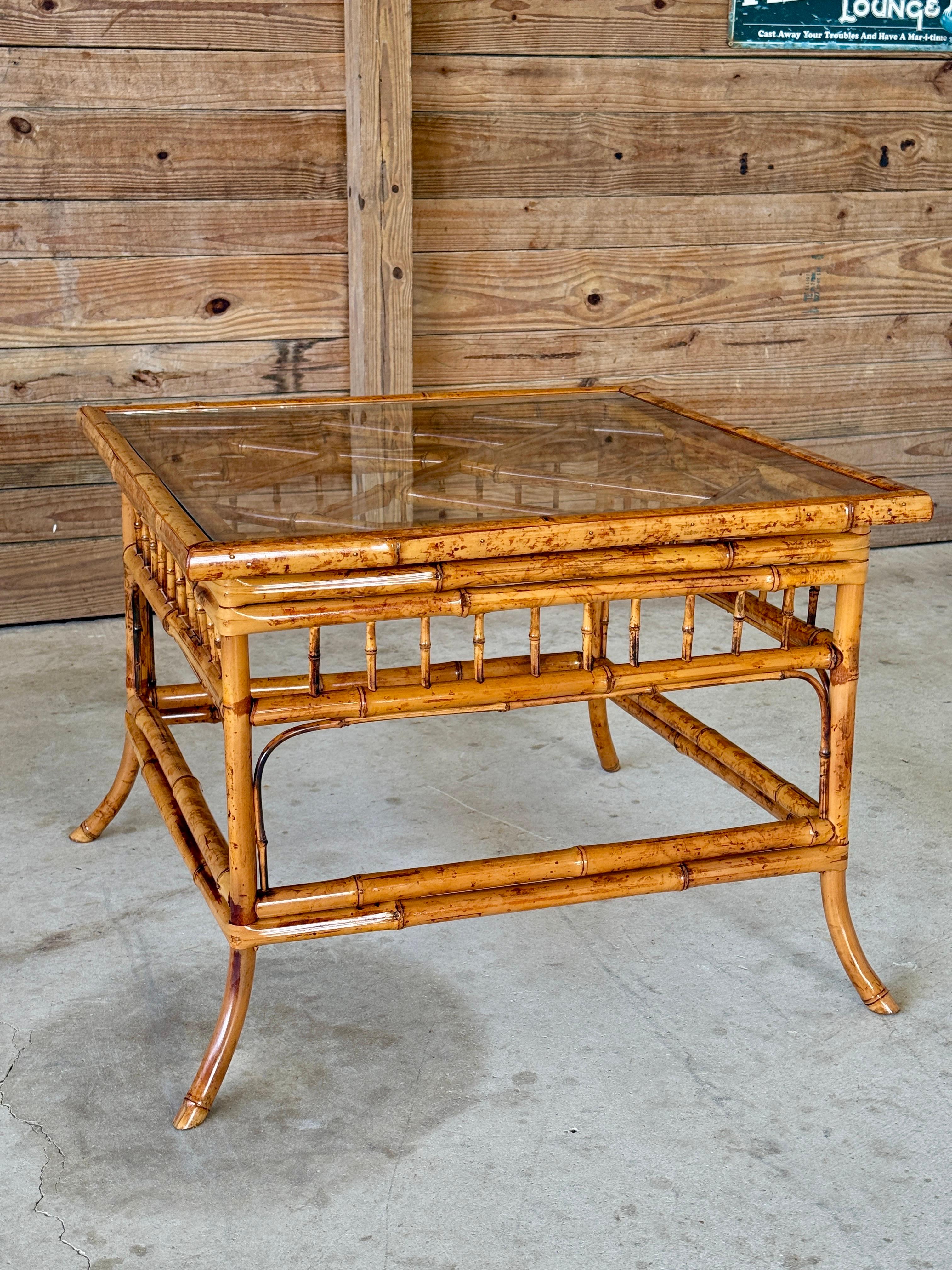 Mid-20th Century Refinished Brighton Pavilion Bamboo Side or Coffee Table With G For Sale 1