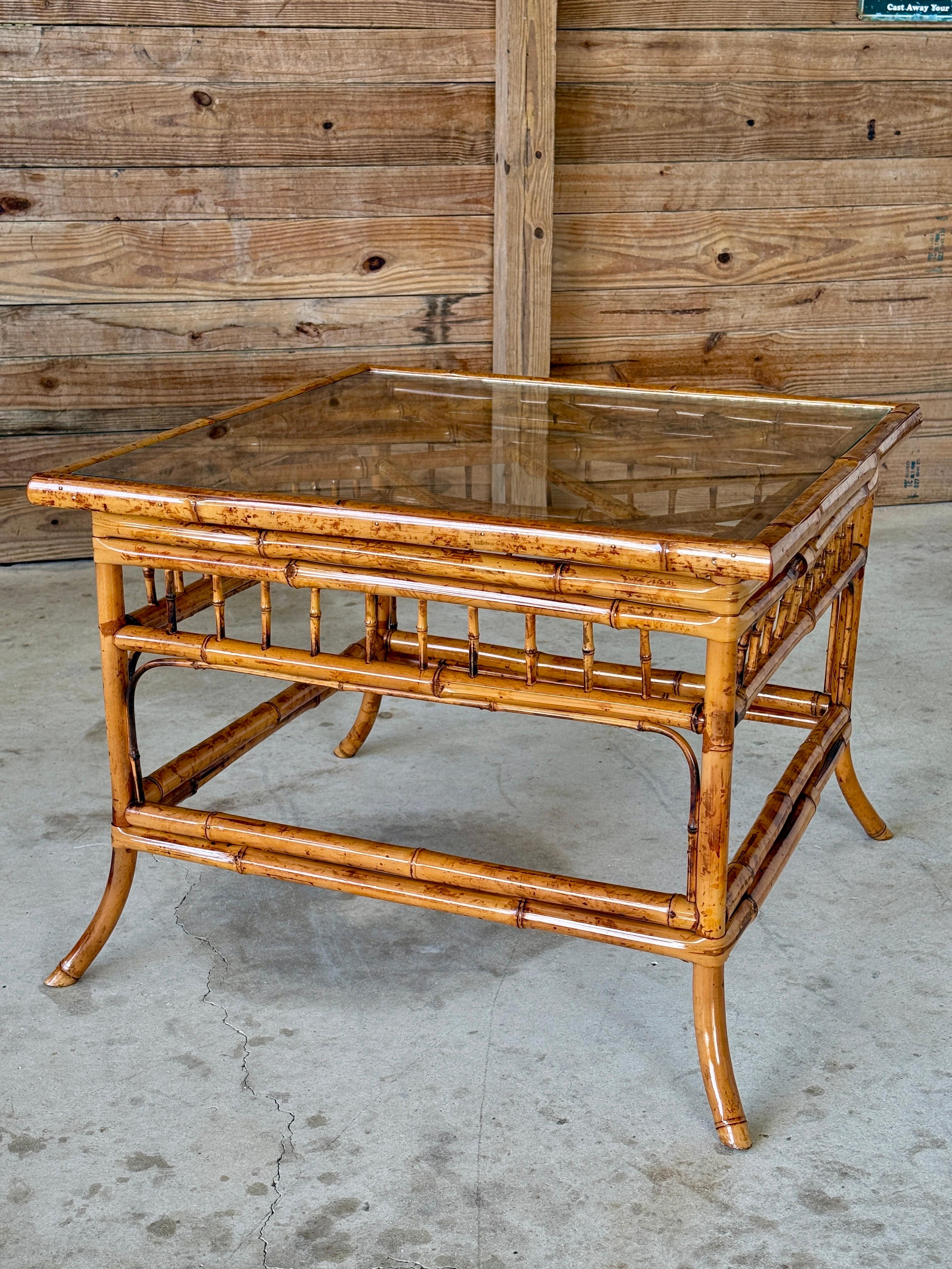 Mid-20th Century Refinished Brighton Pavilion Bamboo Side or Coffee Table With G For Sale 3