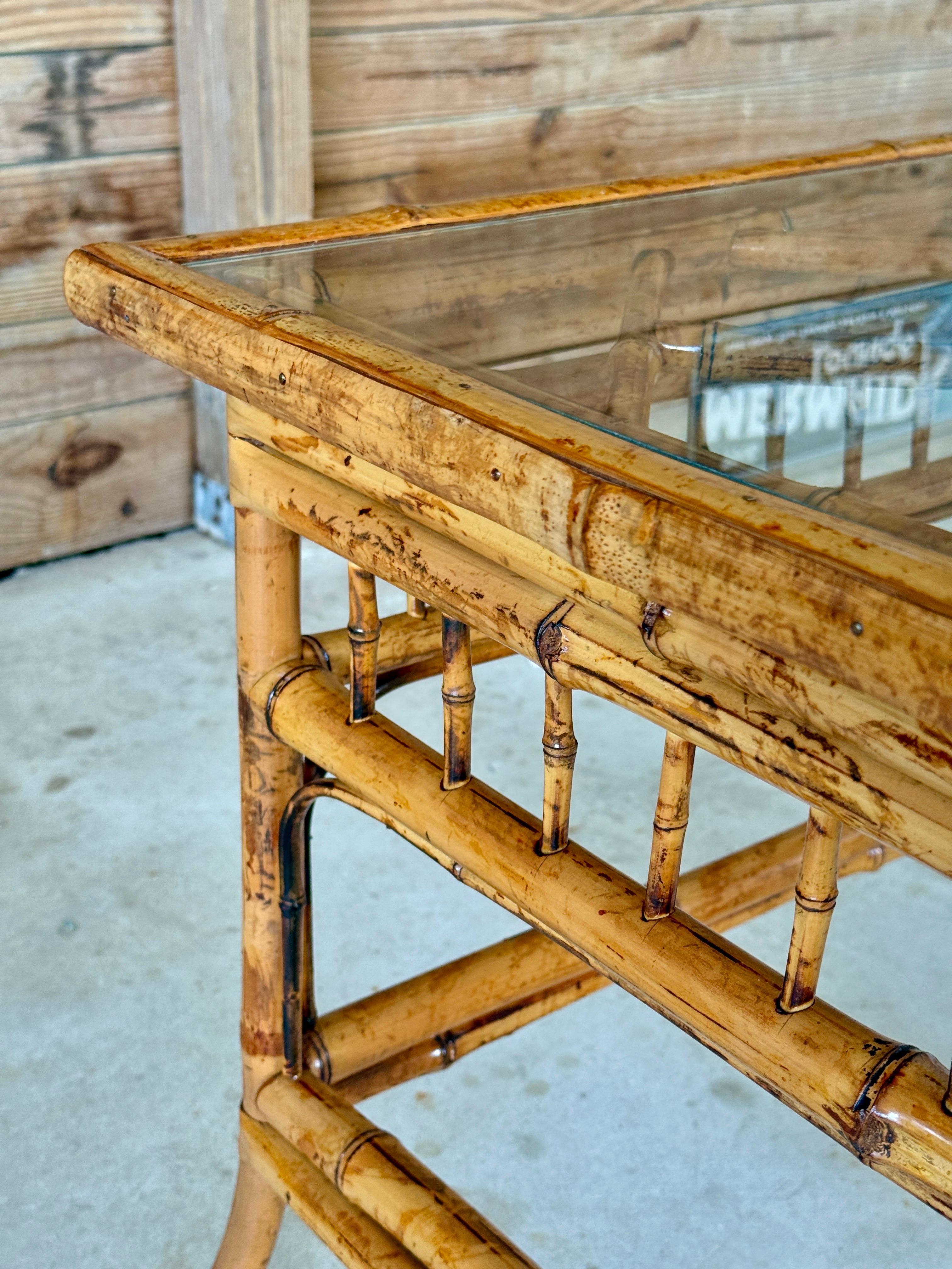 Mid-20th Century Refinished Brighton Pavilion Bamboo Side or Coffee Table With G For Sale 4