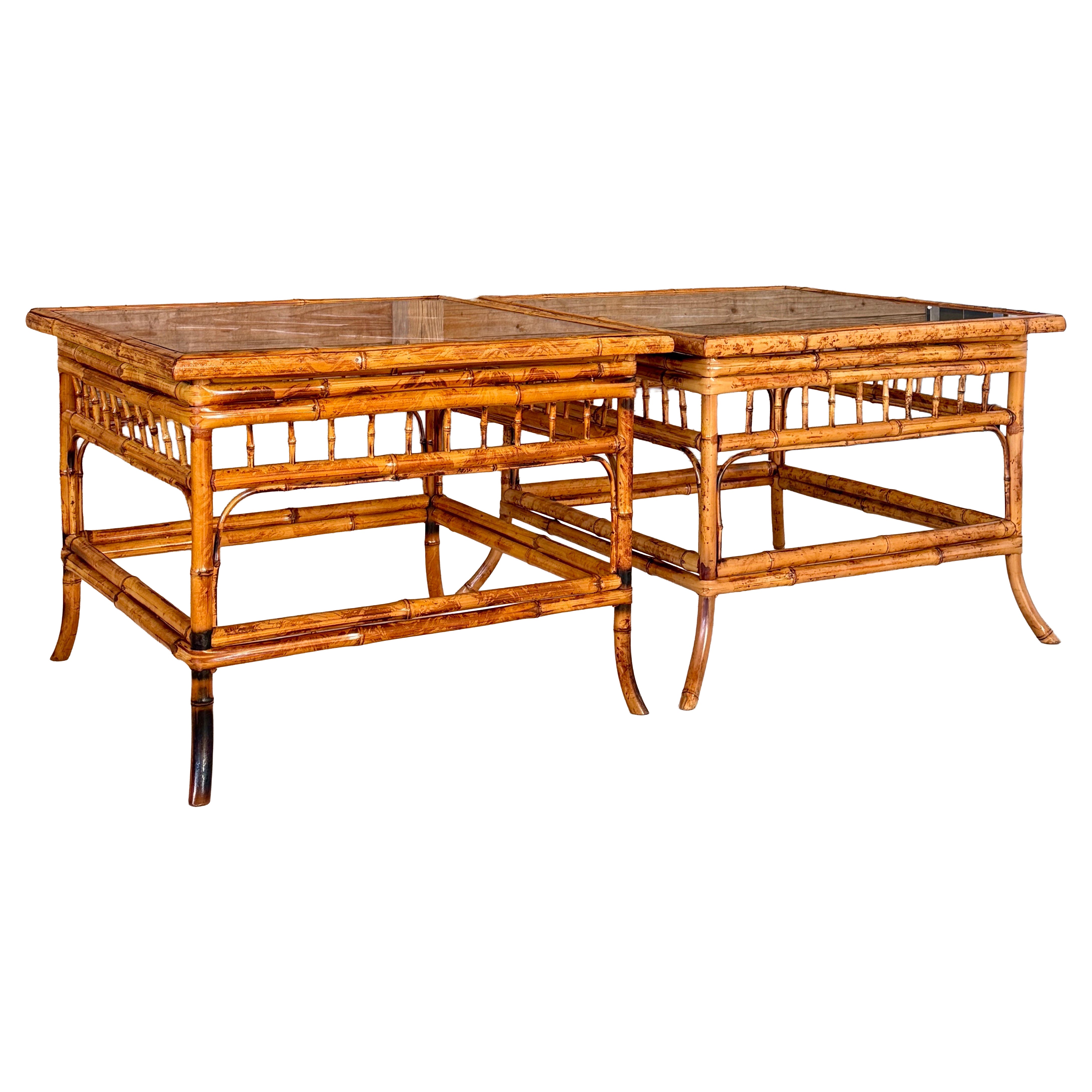 Mid-20th Century Refinished Brighton Pavilion Bamboo Side Tables – Pair For Sale
