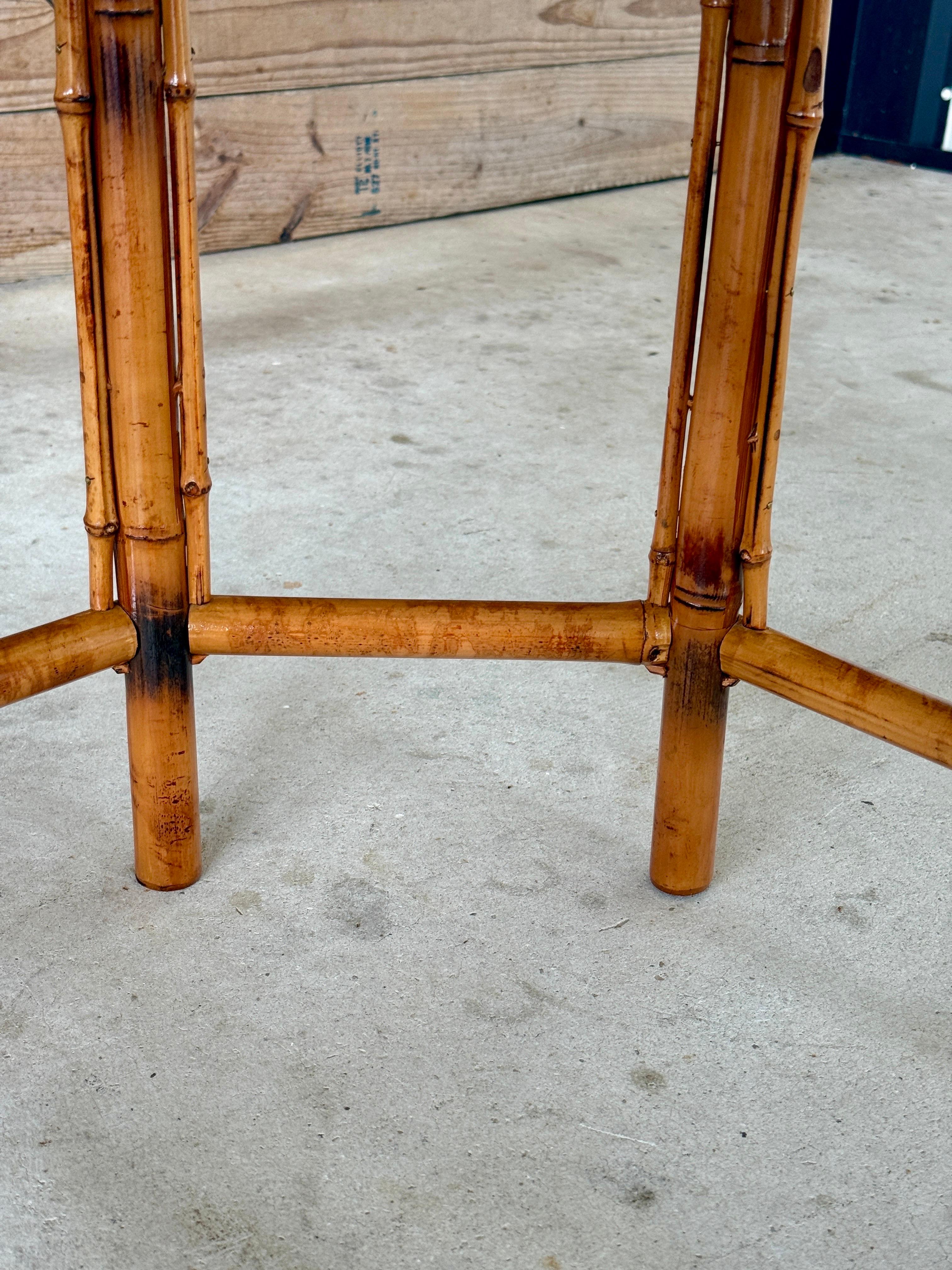 Mid-20th Century Refinished Brighton Pavilion Style Burnt Bamboo Side Table For Sale 5