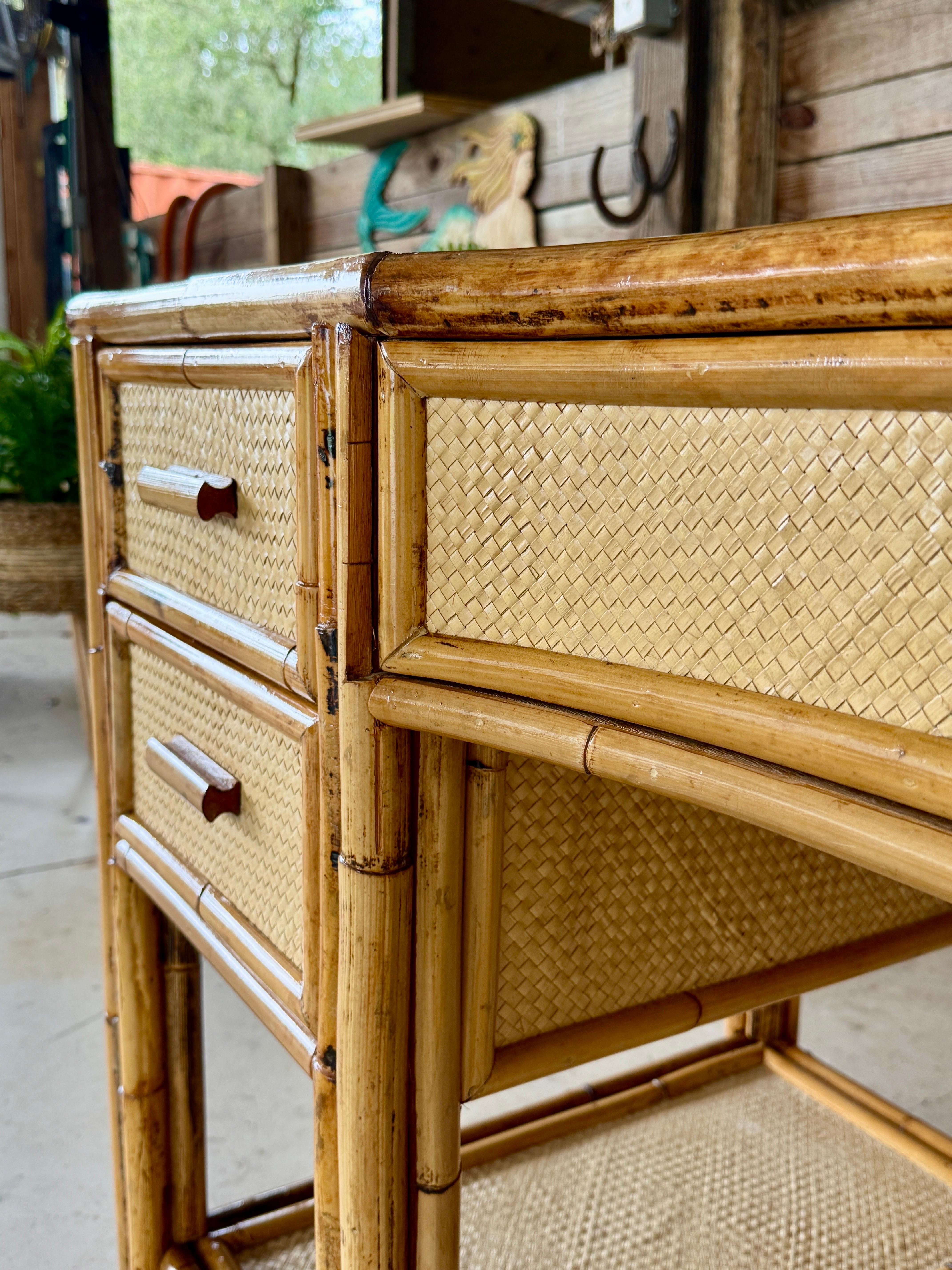 Mid-20th Century Refinished Coastal British Colonial Rattan Writing Desk For Sale 2