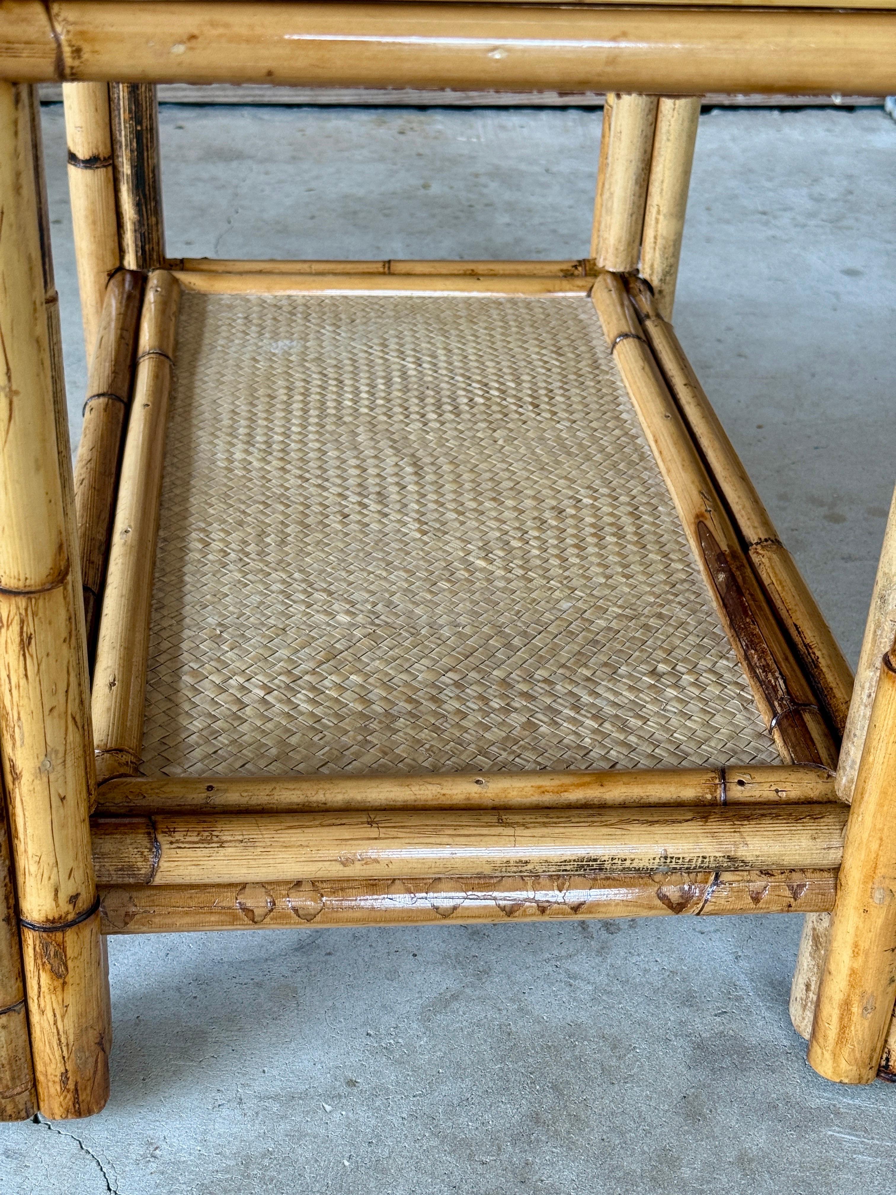 Mid-20th Century Refinished Coastal British Colonial Rattan Writing Desk For Sale 3