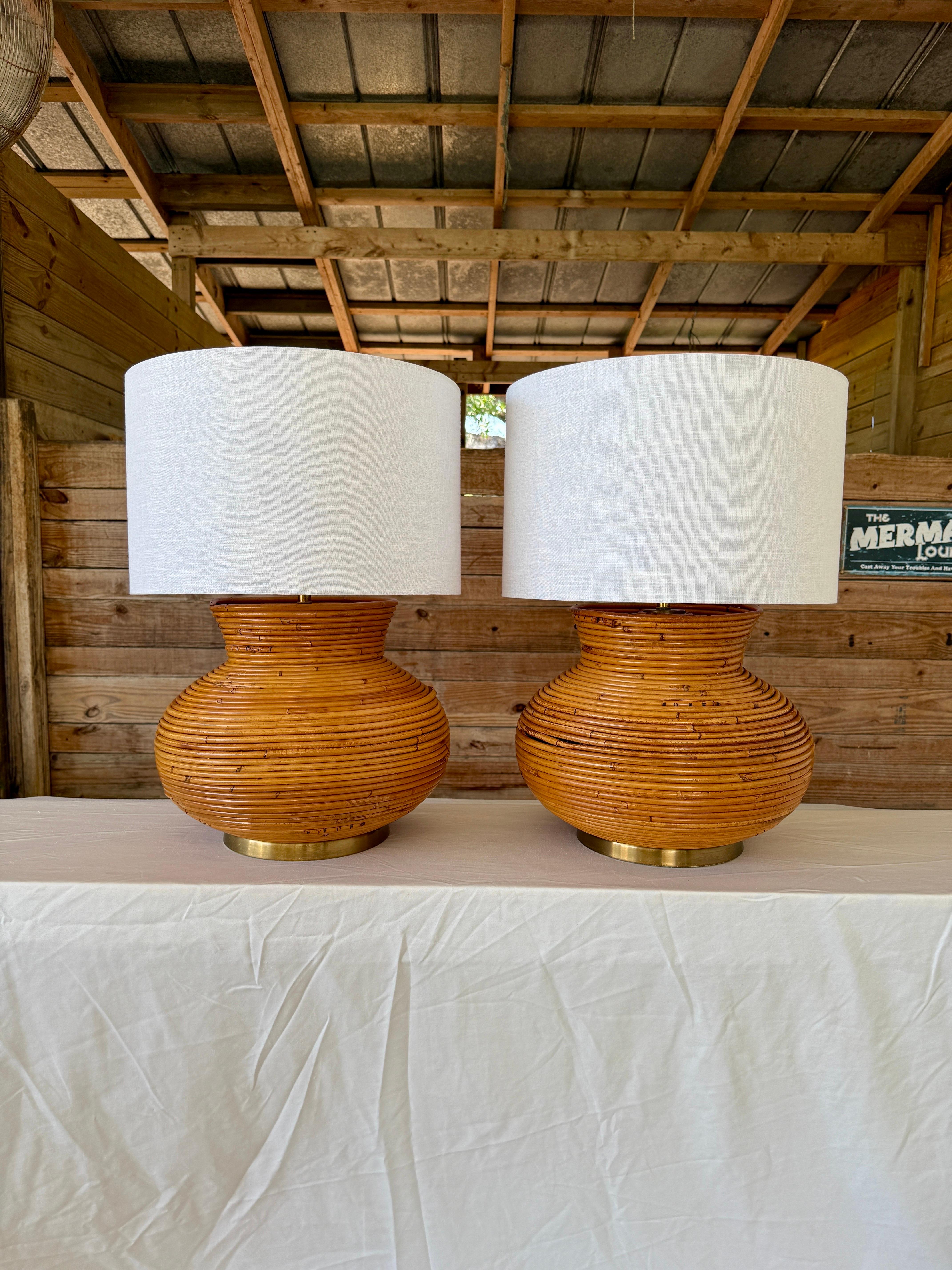 Lampe de table moderne en rotin avec bobine de gourde, milieu du 20e siècle, finition organique, avec br en vente 8