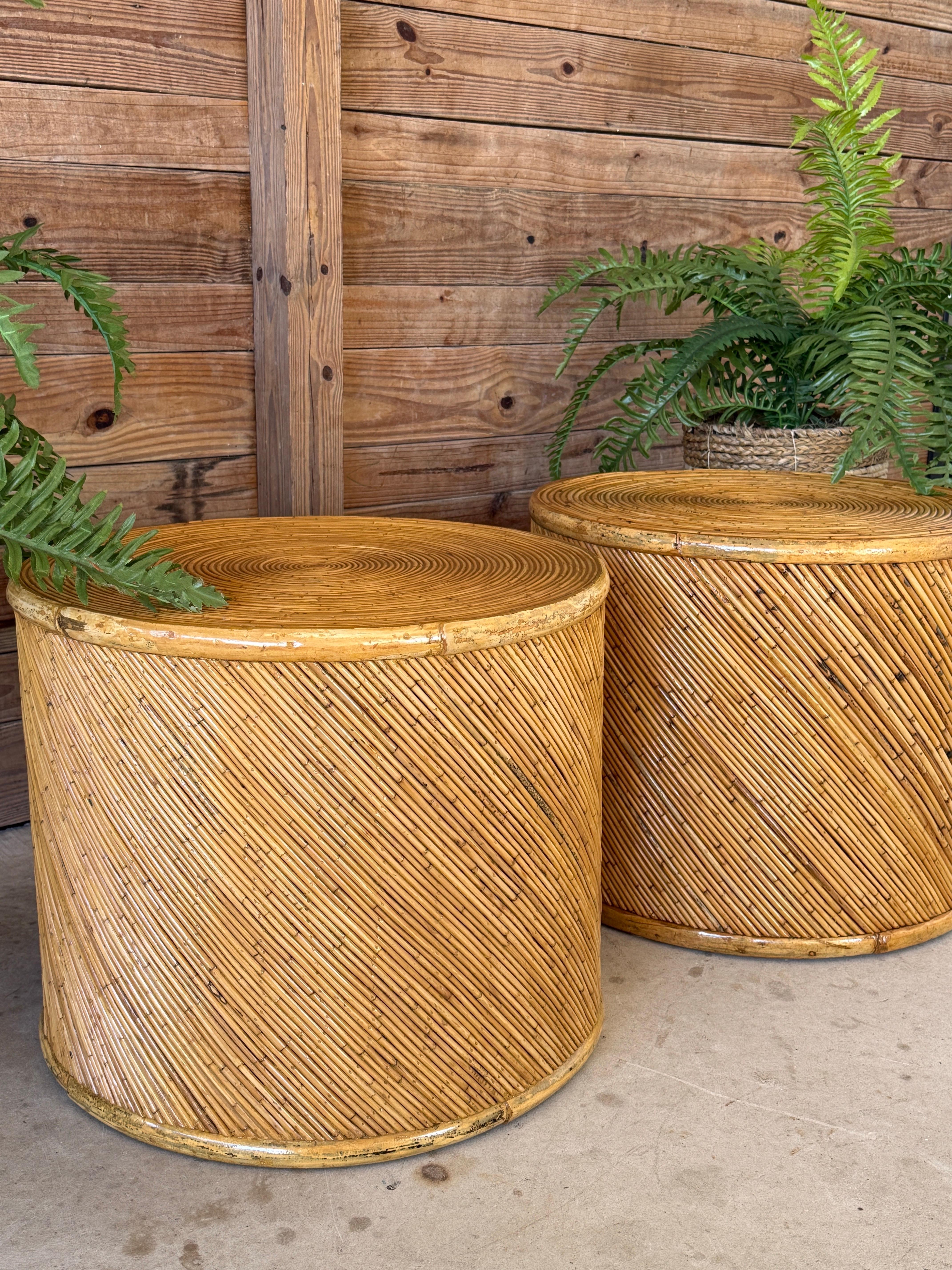 Rattan-Beistelltische aus der Mitte des 20. Jahrhunderts von Maitland-Smith im Angebot 4