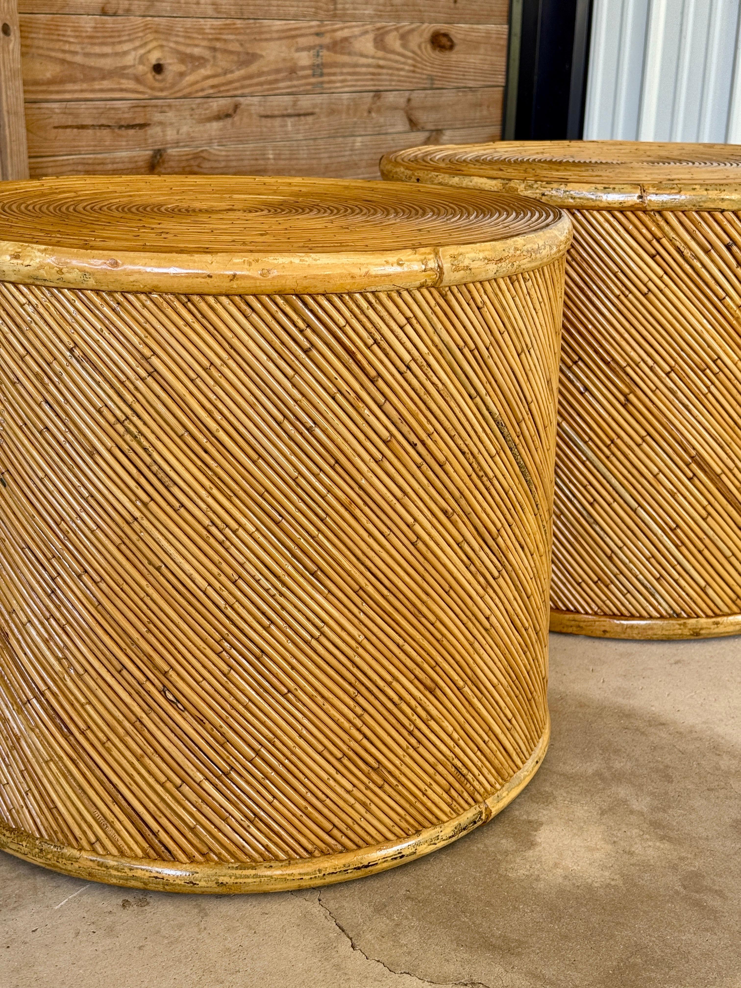 Rattan-Beistelltische aus der Mitte des 20. Jahrhunderts von Maitland-Smith im Angebot 7