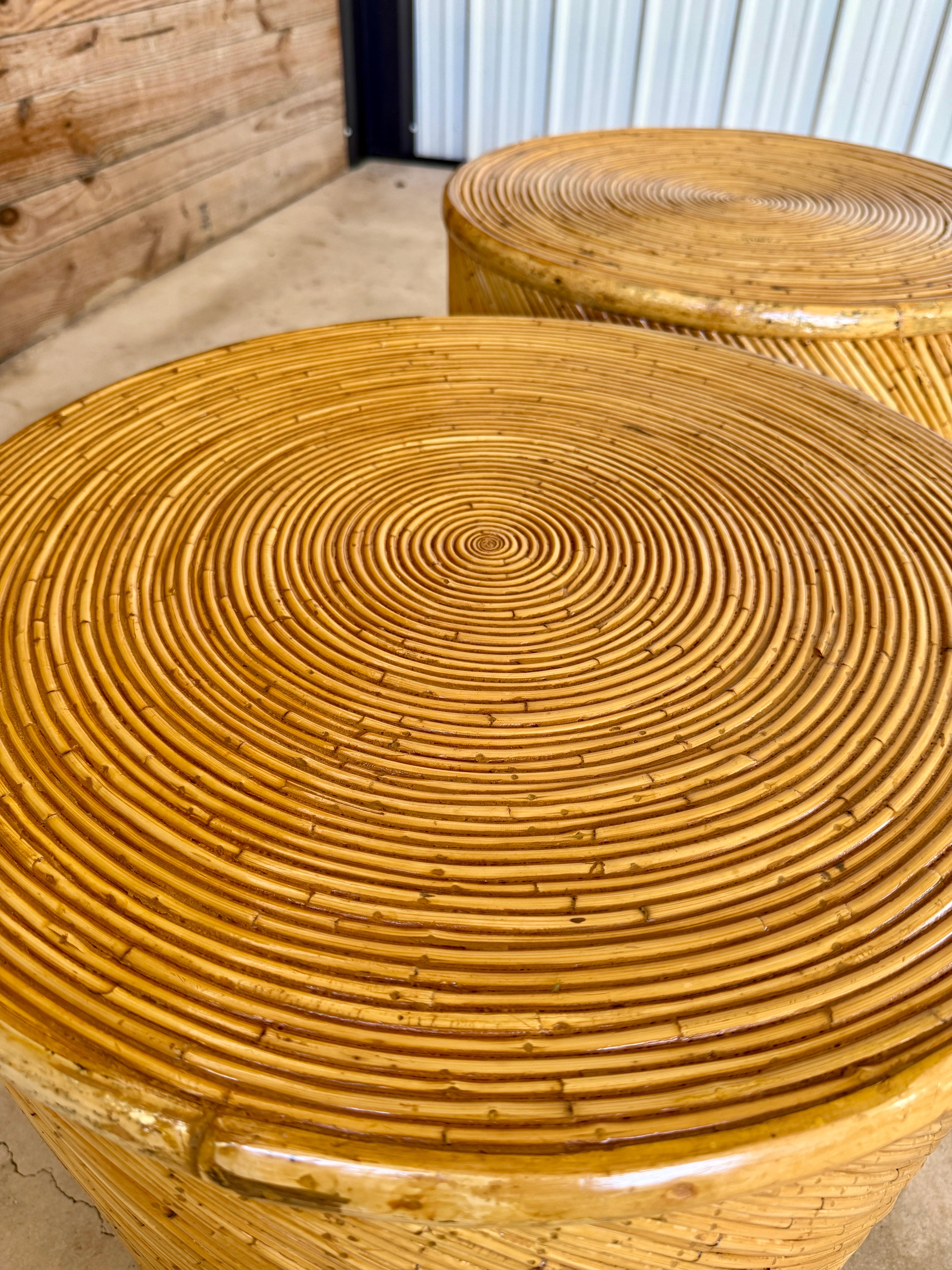 Rattan-Beistelltische aus der Mitte des 20. Jahrhunderts von Maitland-Smith im Zustand „Gut“ im Angebot in North Fort Myers, FL