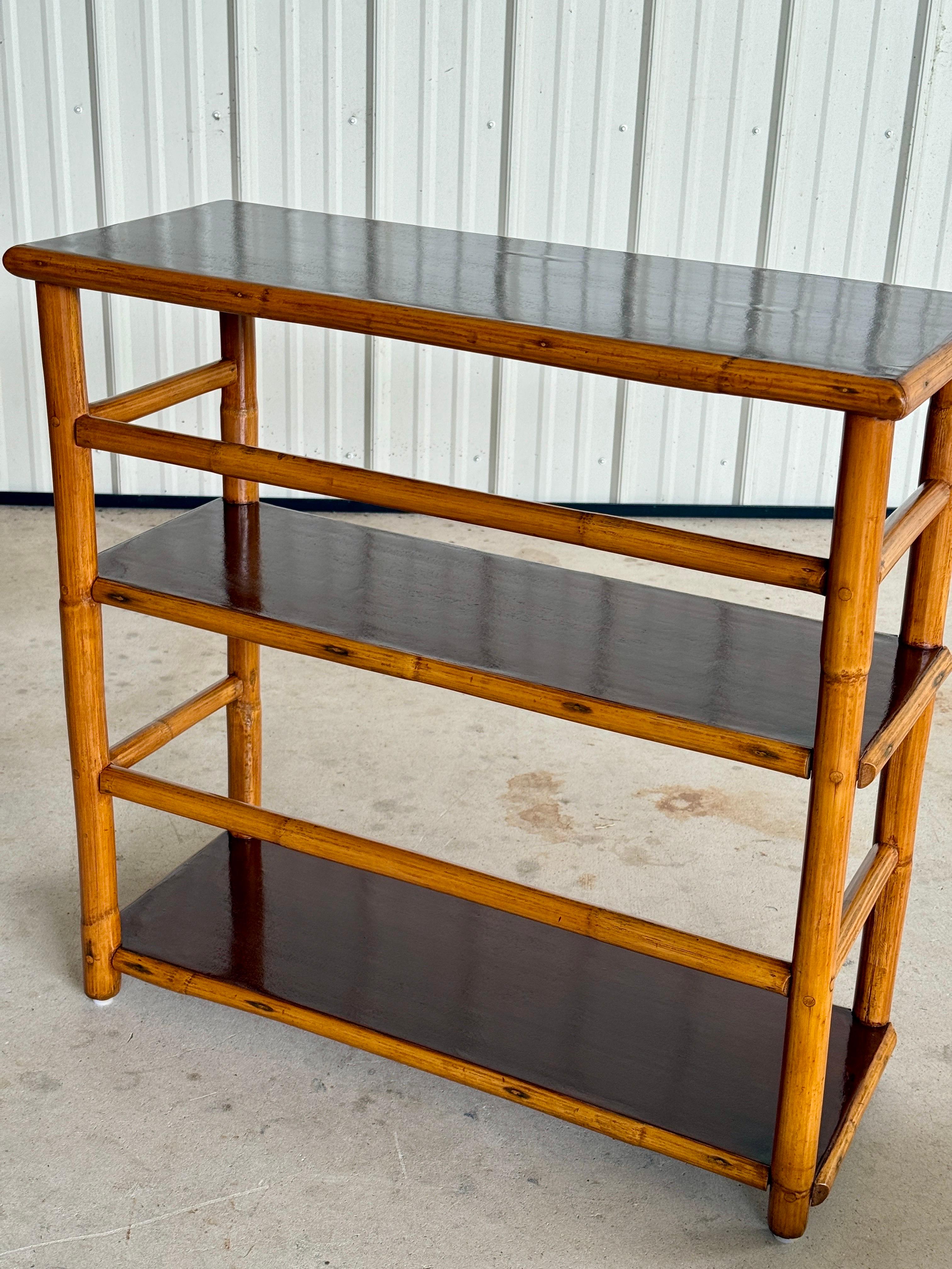 Mid-20th Century Refinished Rattan Bookcase by Ritts Tropitan For Sale 4