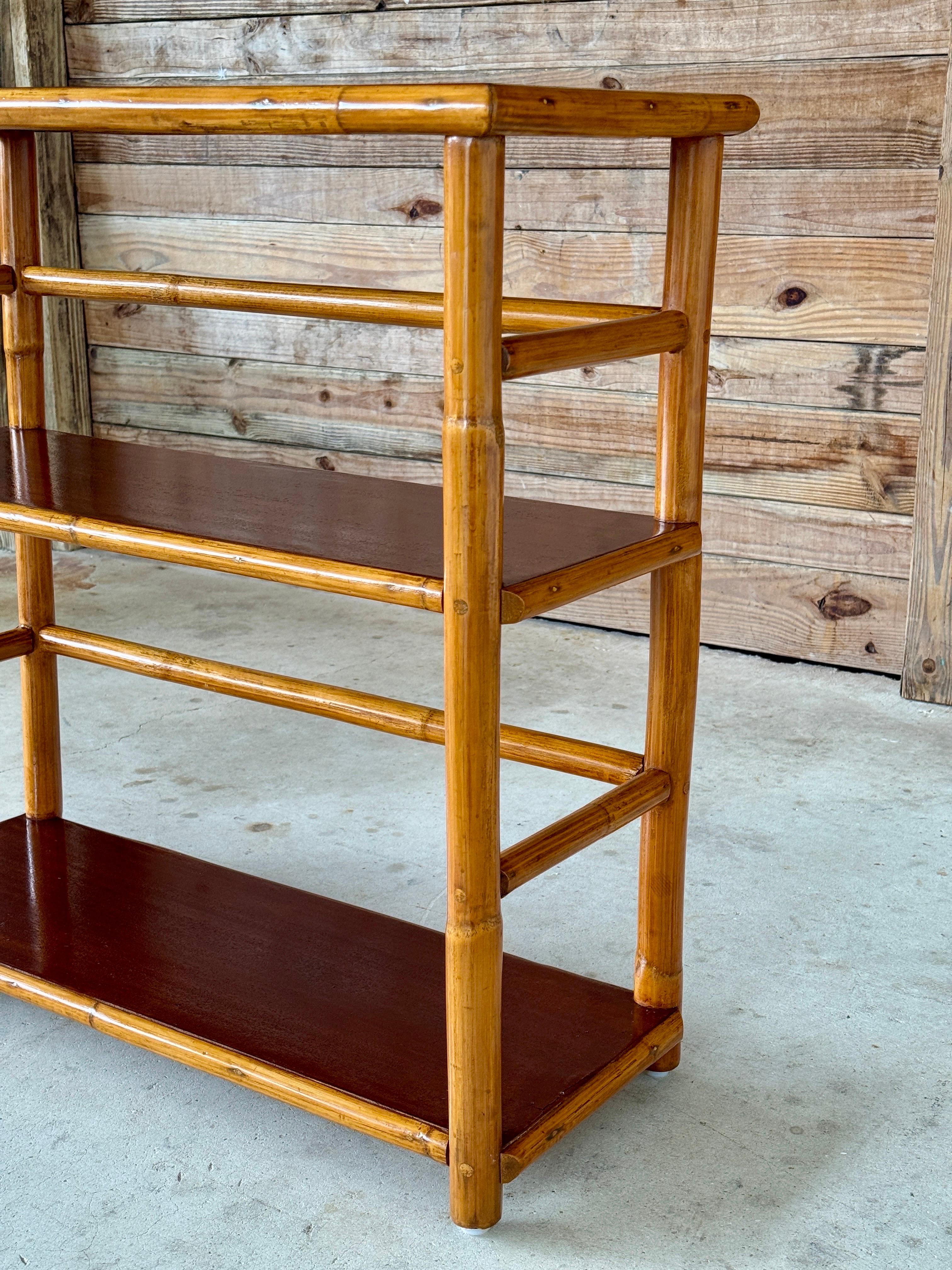 Mid-20th Century Refinished Rattan Bookcase by Ritts Tropitan For Sale 5