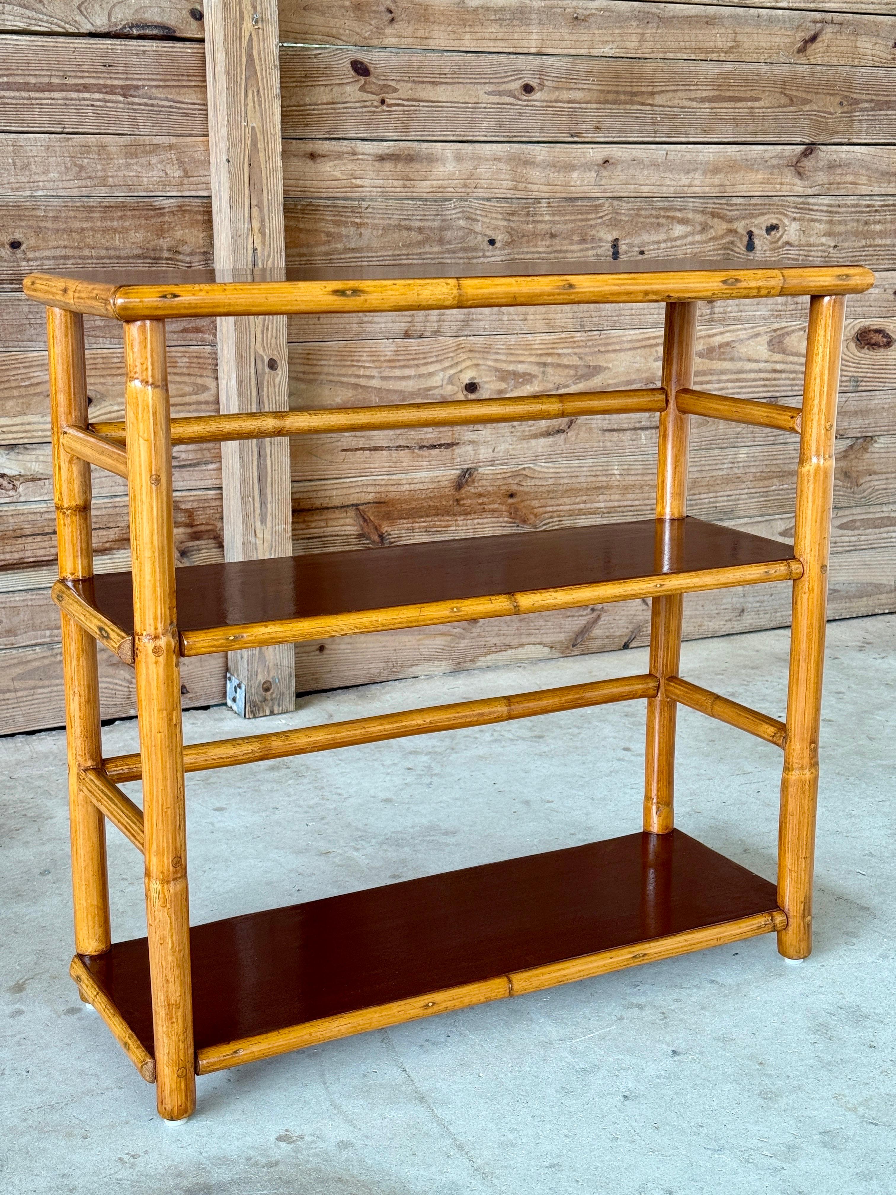 Mid-20th Century Refinished Rattan Bookcase by Ritts Tropitan For Sale 7