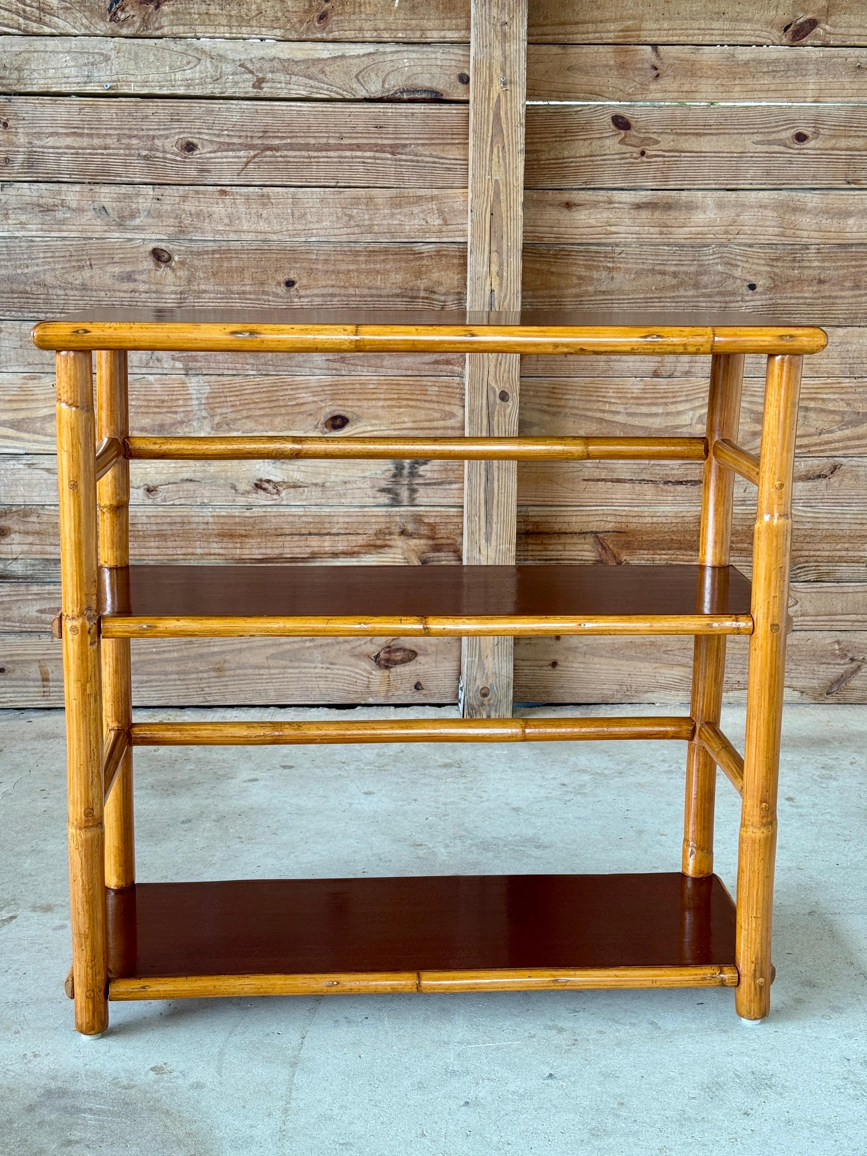 Mid-Century Modern Mid-20th Century Refinished Rattan Bookcase by Ritts Tropitan For Sale