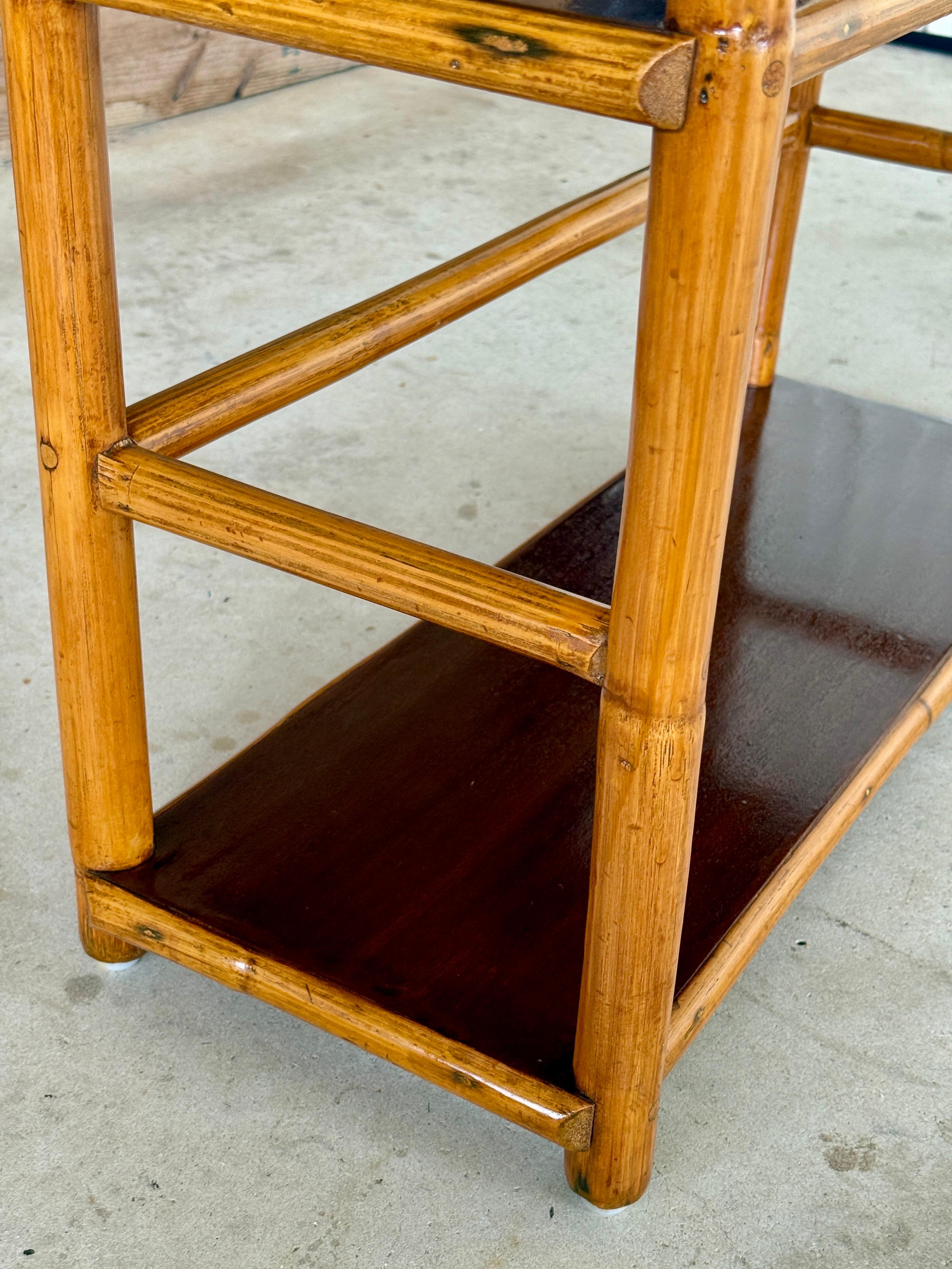 American Mid-20th Century Refinished Rattan Bookcase by Ritts Tropitan For Sale