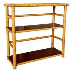 Vintage Mid-20th Century Refinished Rattan Bookcase by Ritts Tropitan