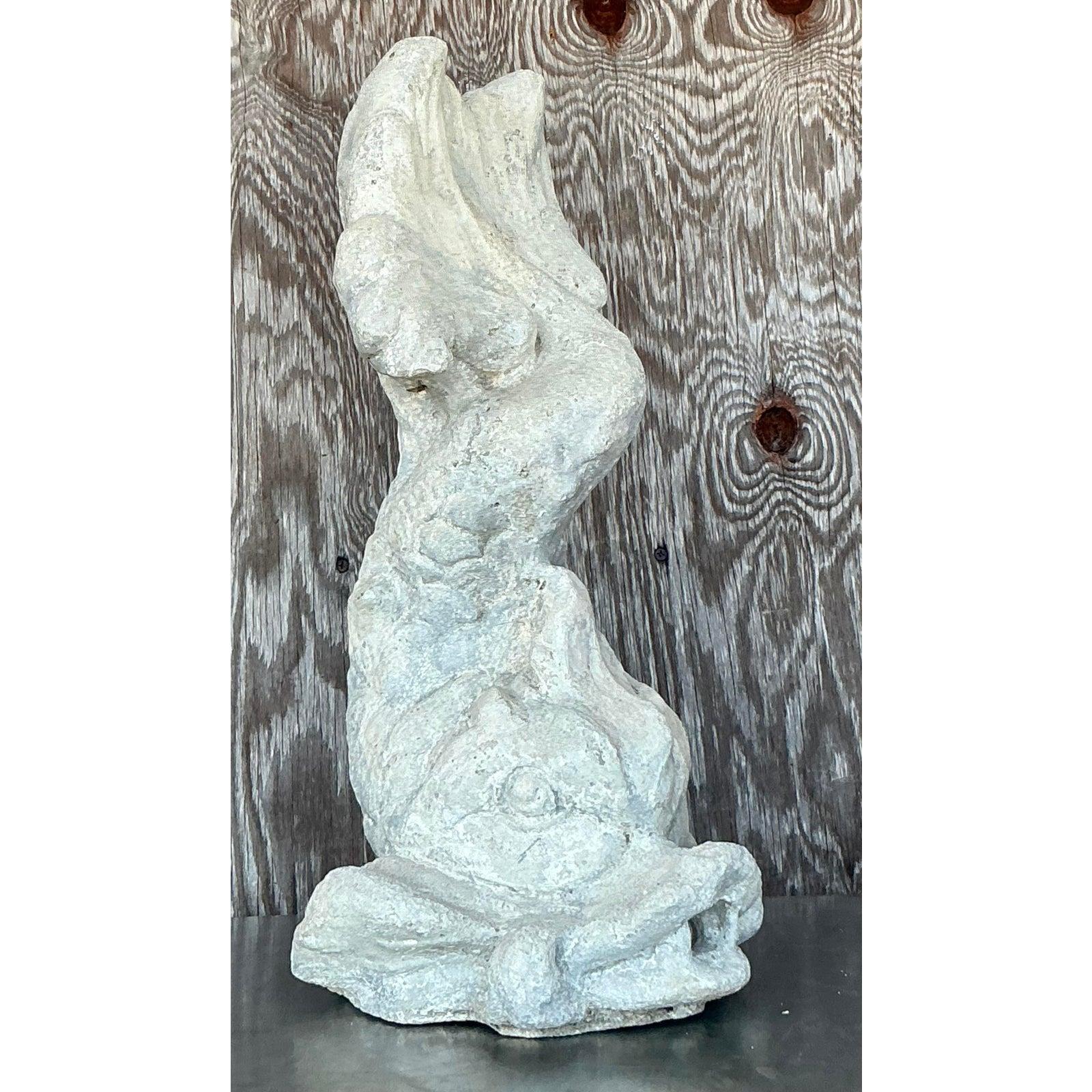 American Mid 20th Century Regency Cast Concrete Koi Fountain For Sale