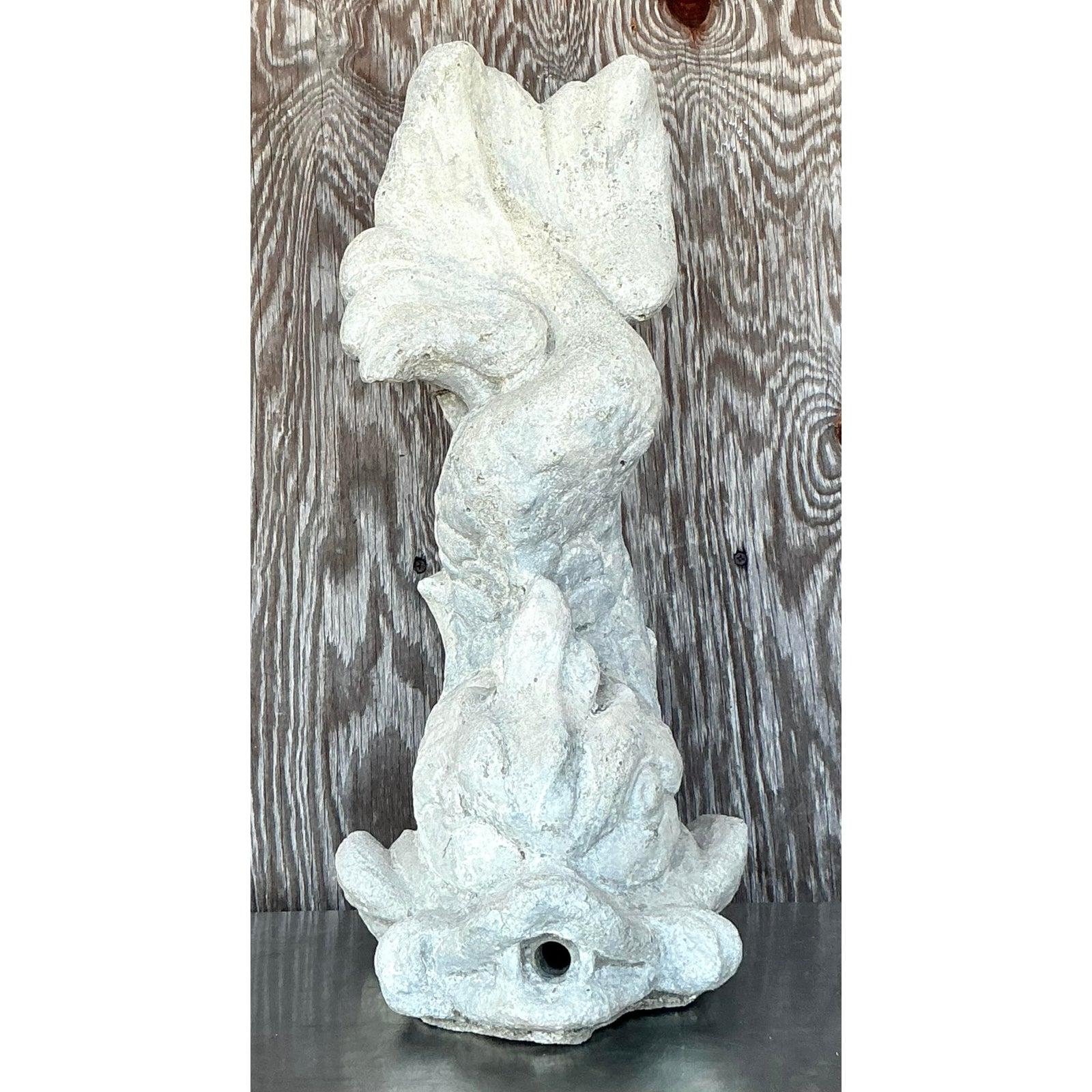 Mid 20th Century Regency Cast Concrete Koi Fountain In Good Condition For Sale In West Palm Beach, FL