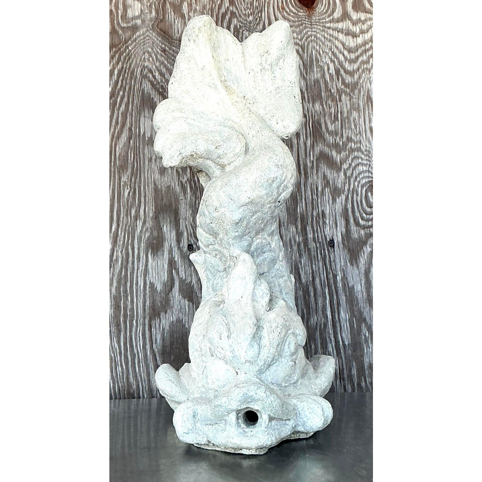 Mid 20th Century Regency Cast Concrete Koi Fountain For Sale 3