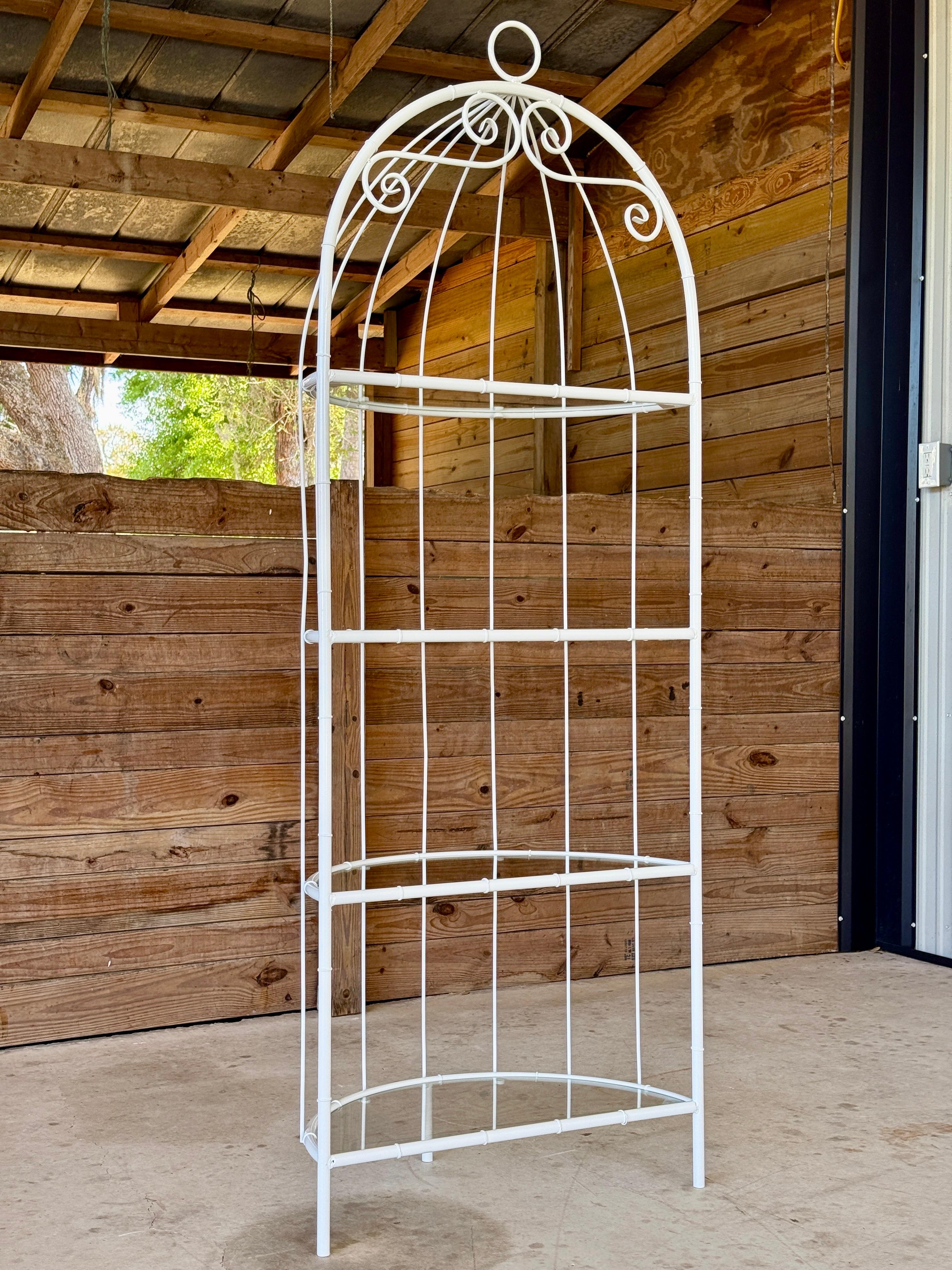Mid-20th Century Regency Coastal Faux Bamboo Metal Étagère – Newly Powder Coated For Sale 7