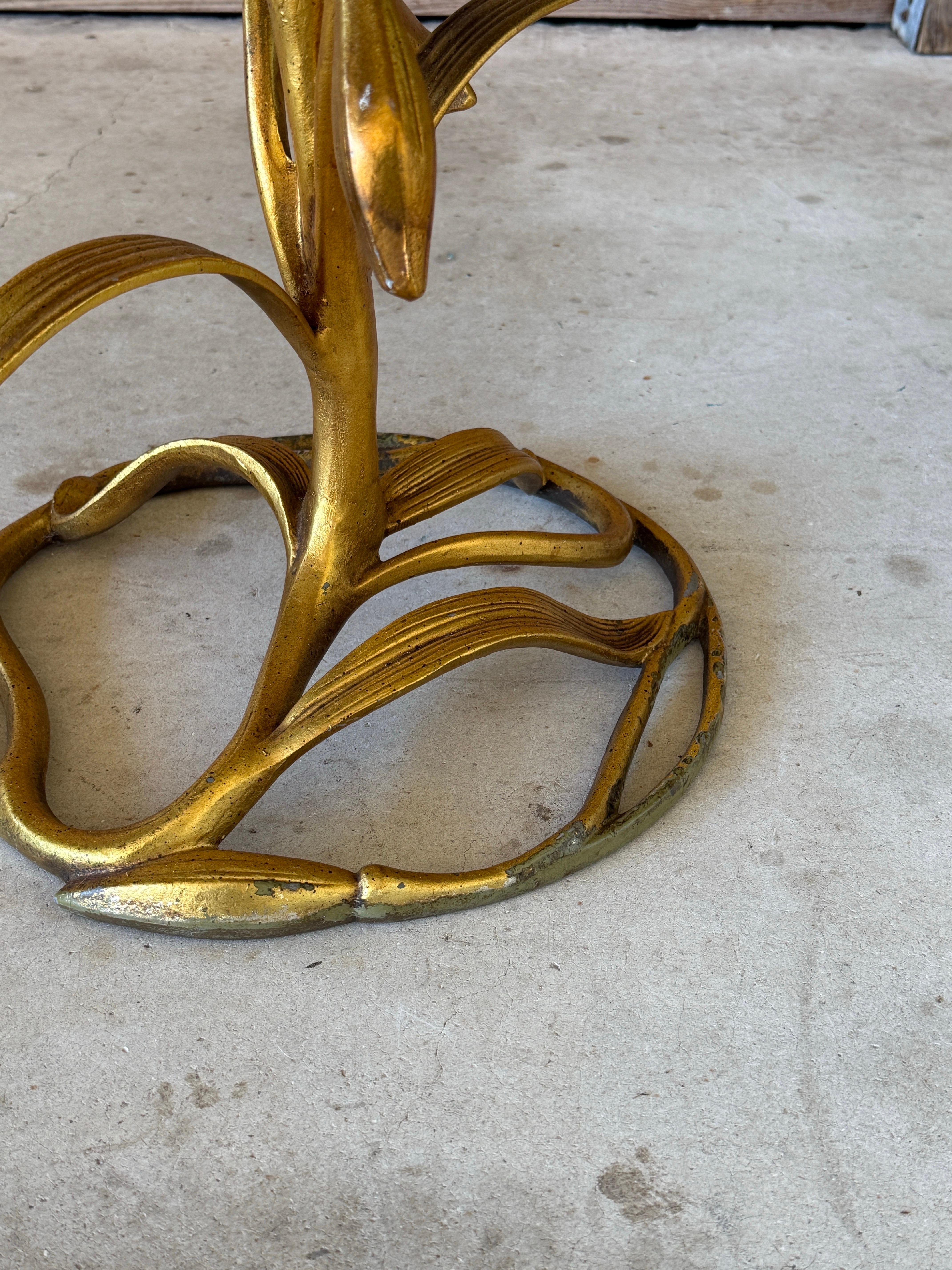 American Mid-20th Century Regency Gilt Lily Flower Side Tables by Arthur Court – Pair For Sale